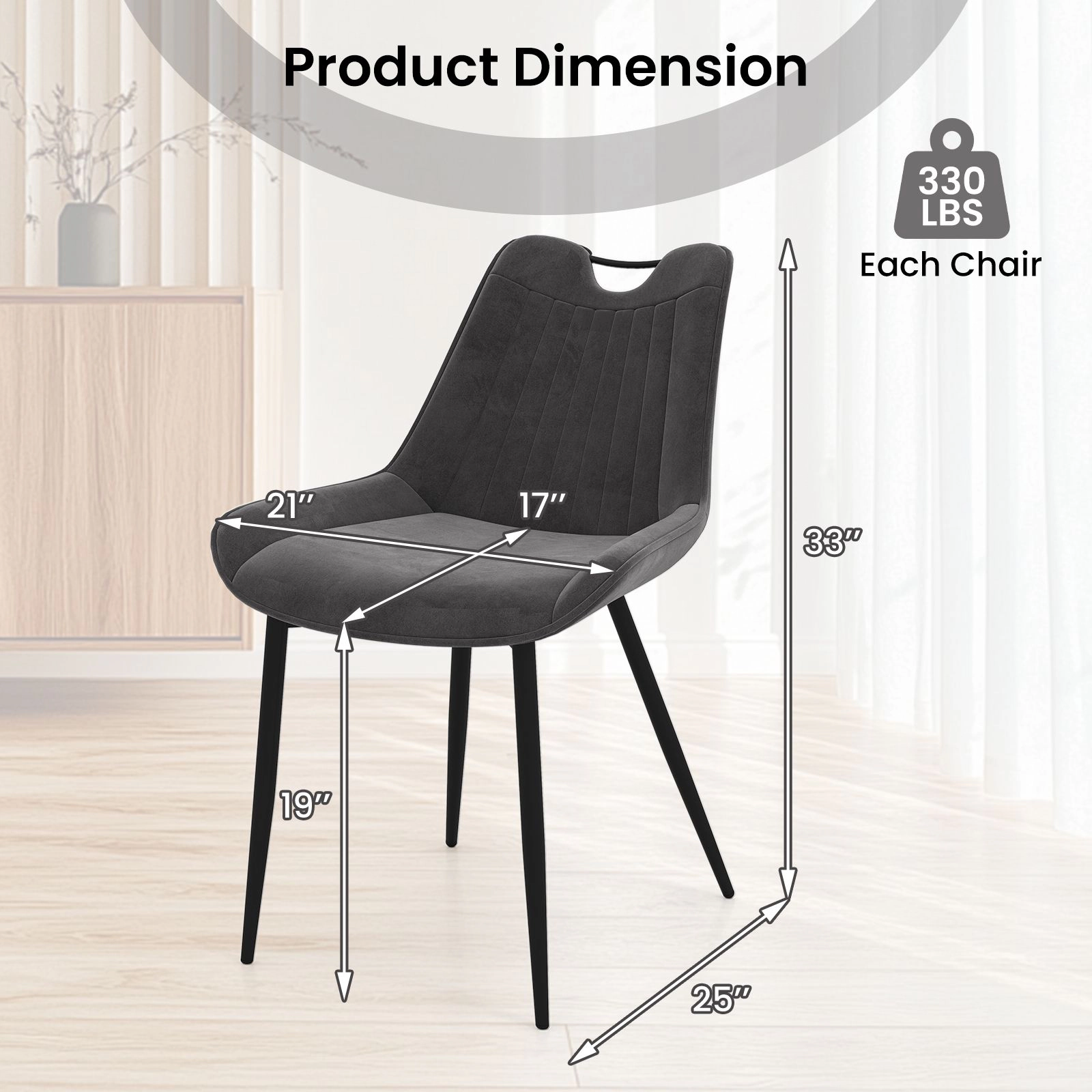 SlickBlue Unisex Set of 4 Faux Leather Dining Chairs with Metal Legs