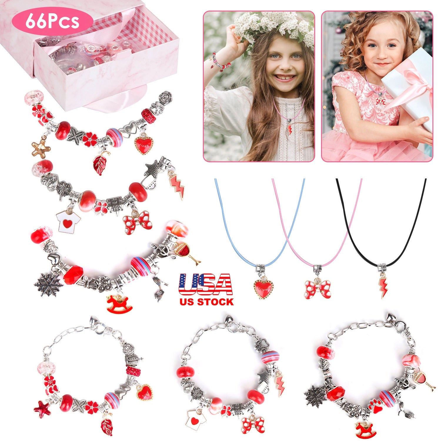 GBruno 66-Piece Charm Bracelet Making Kit