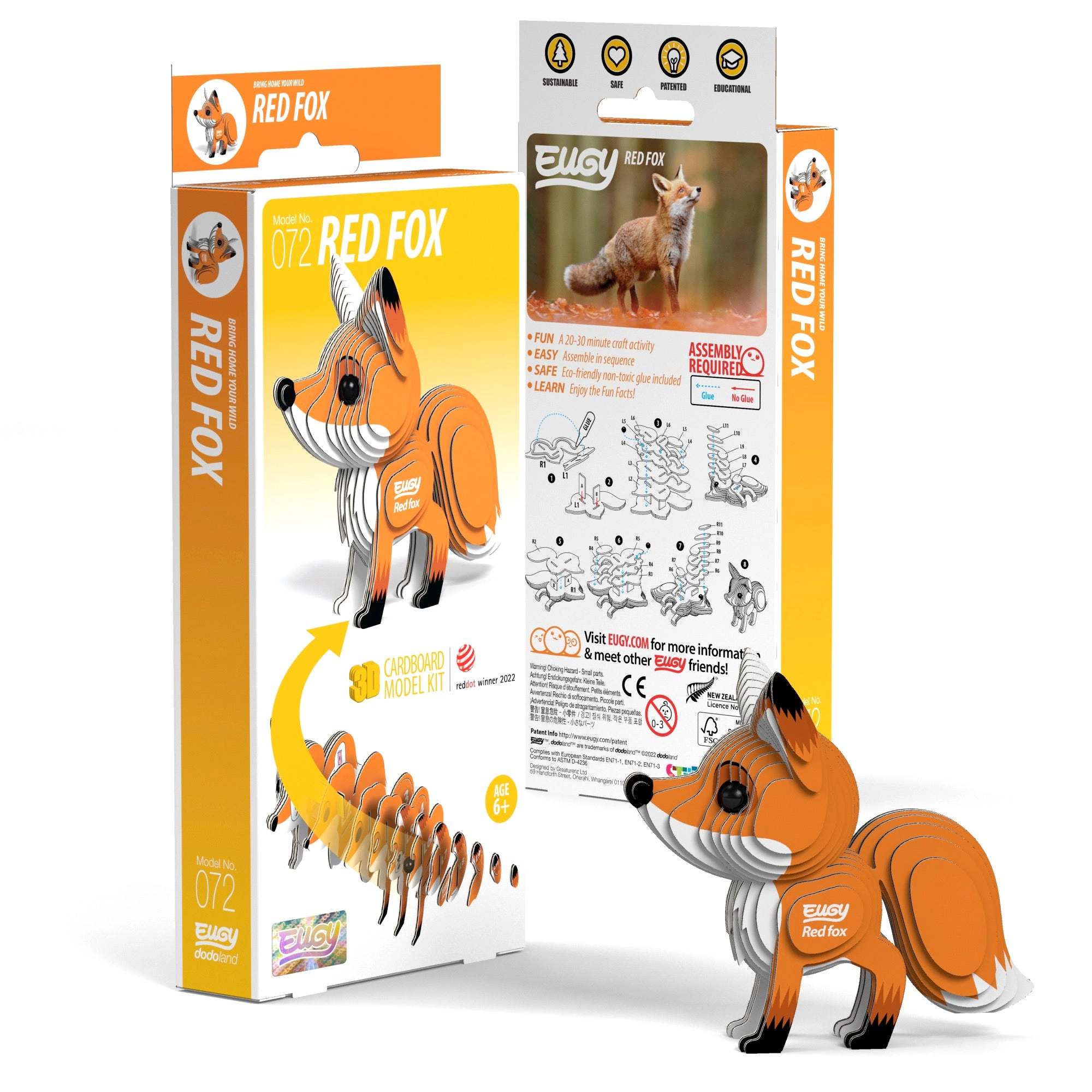 EUGY Red Fox 3D Puzzle - contains 30 puzzle pieces