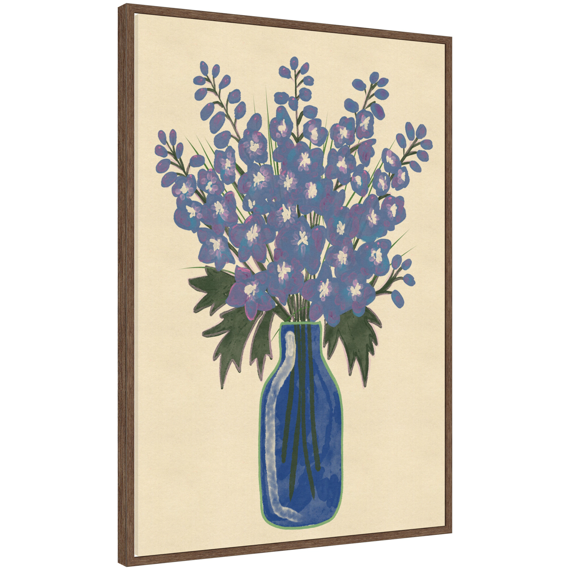 Amanti Art Vibrant Blue Floral Bouquet Framed Canvas Wall Art Print