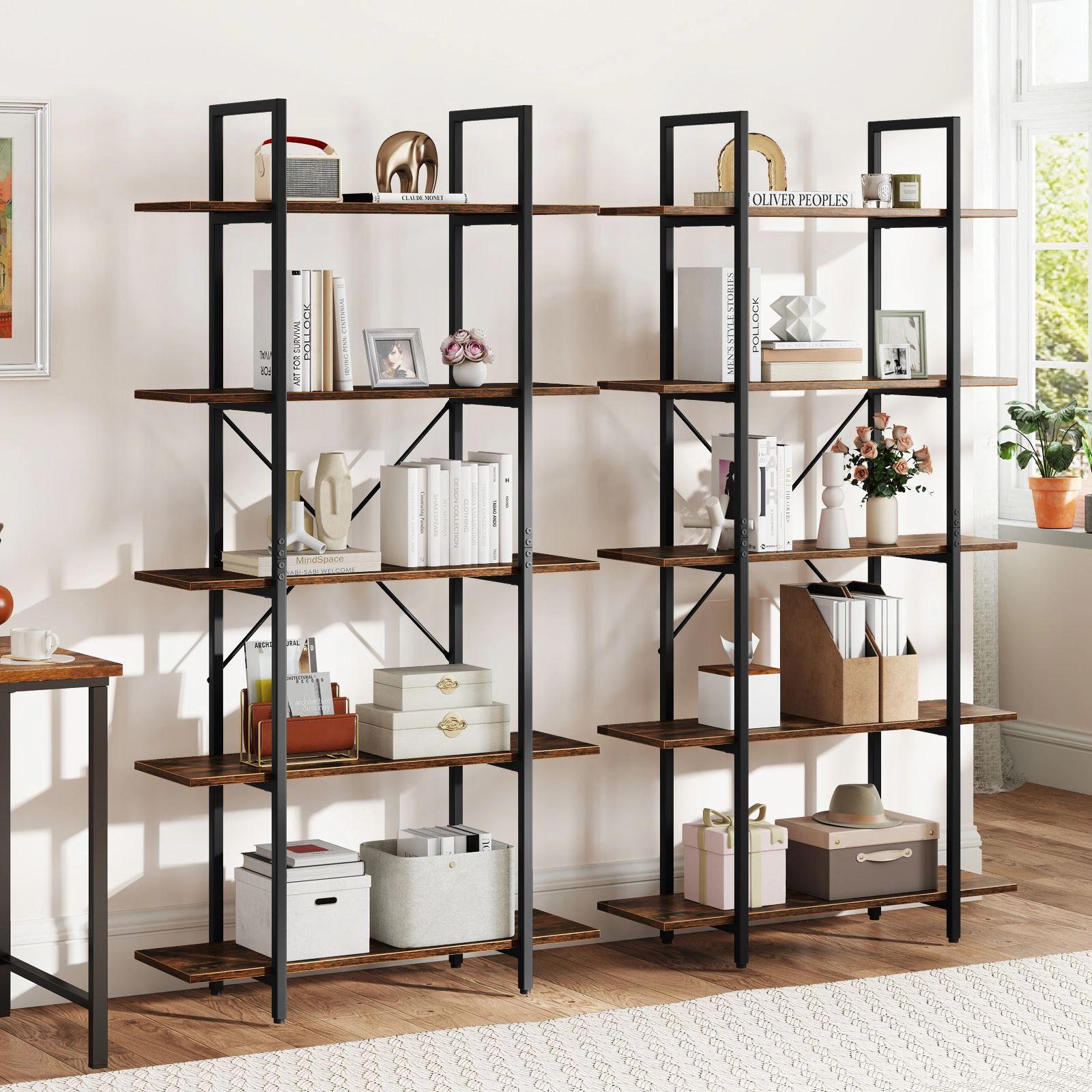 SlickBlue 62 Inch Tall 5 Tier Open Bookshelf Storage Rack