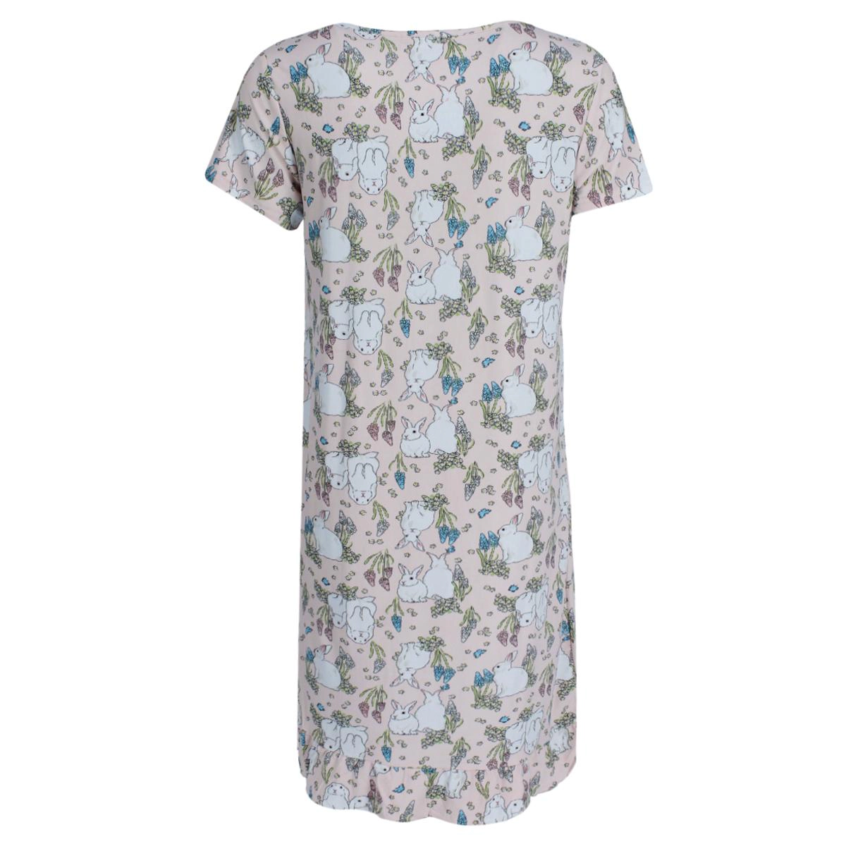 Miss Lillian Women's Floral Bunny Ruffle Short Sleeve Sleep Gown