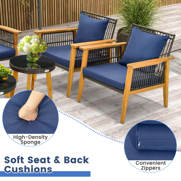 Hivvago 5 Piece Outdoor Conversation Set With 2 Coffee Tables For Backyard Poolside