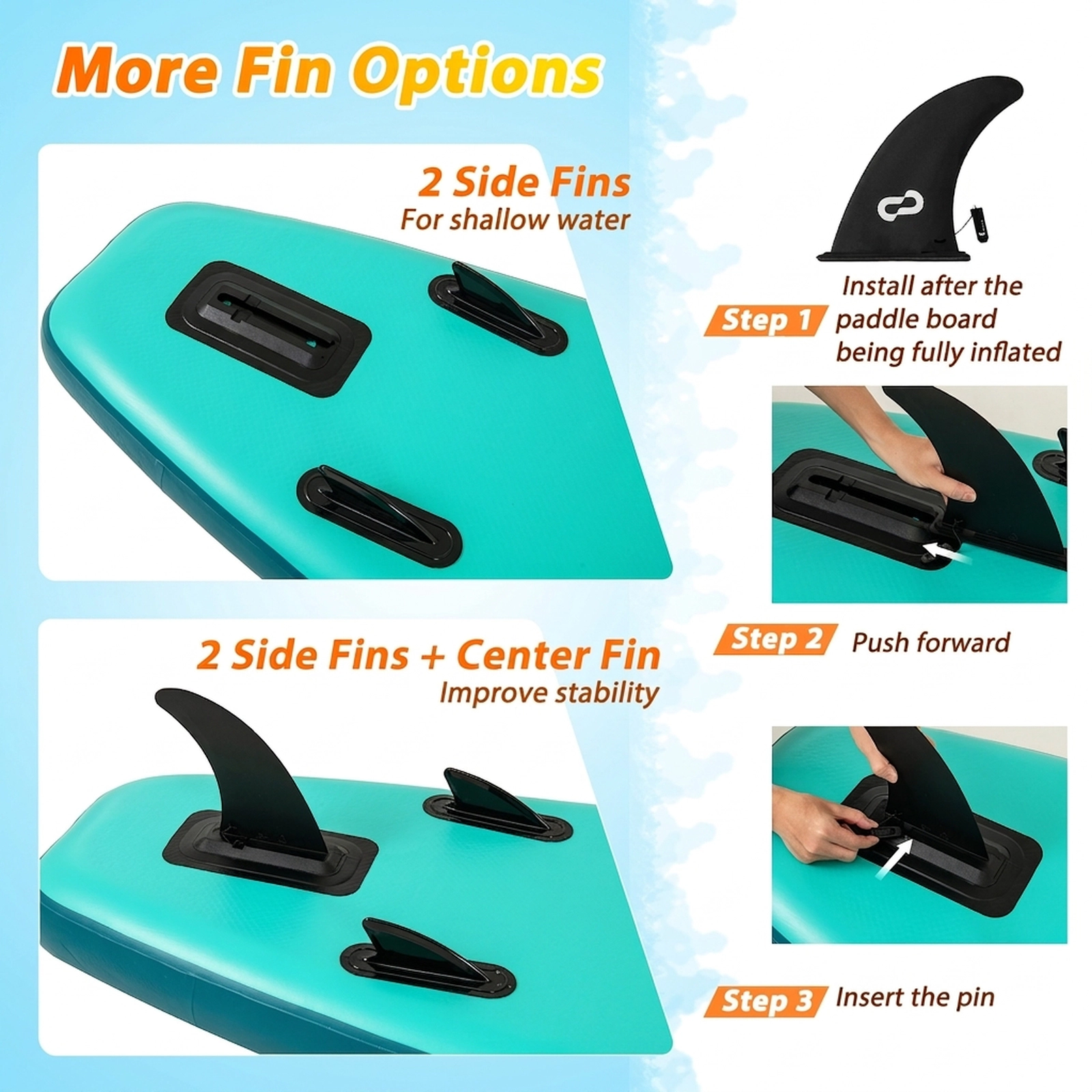 SUGIFT Adult Turquoise 11-ft Inflatable Paddle Board with Kayak Seat and Foot Pedal 32-in W 330-lb Rider Capacity
