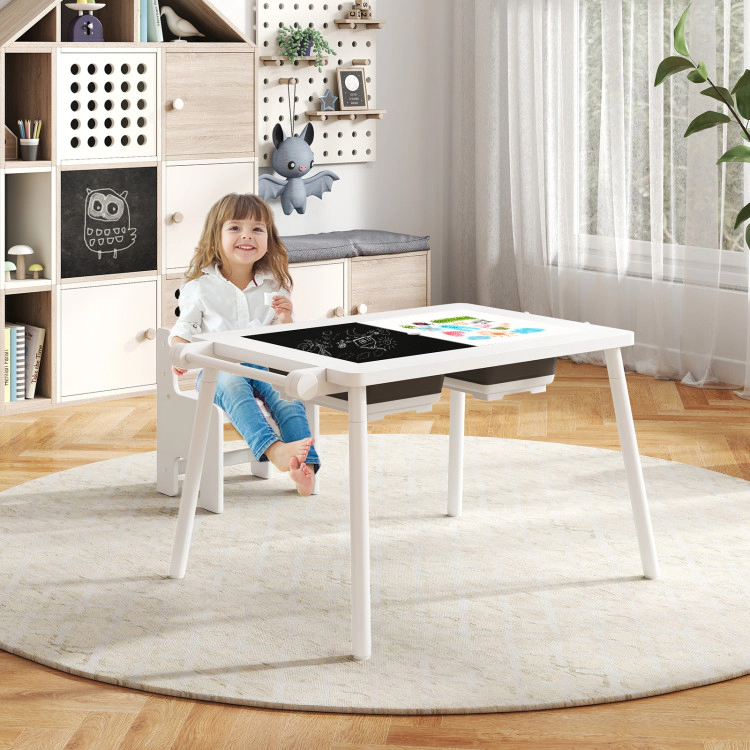 Hivvago Sensory Table And Chair Set For Kids 2-8 With Foldable Bins