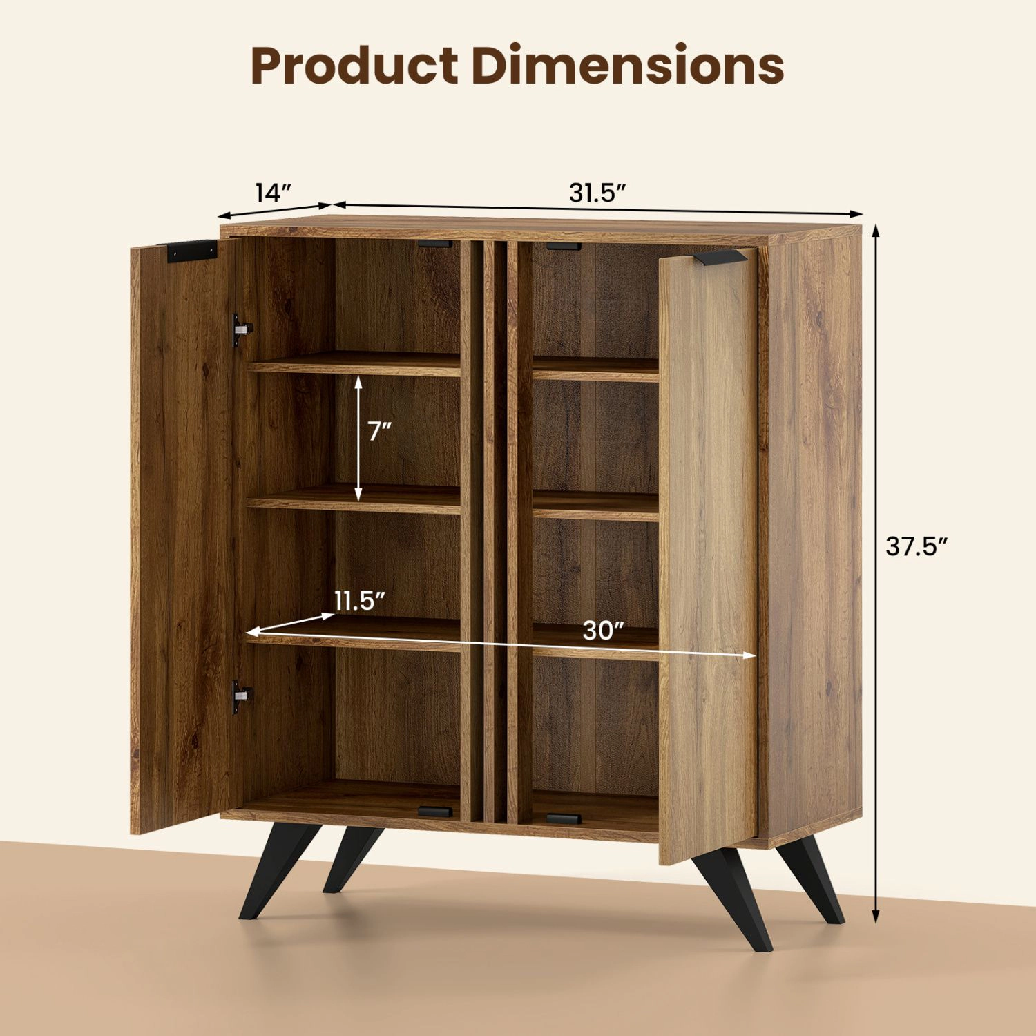 SlickBlue Modern 4-Tier Shoe Storage Cabinet with Enclosed Shelves