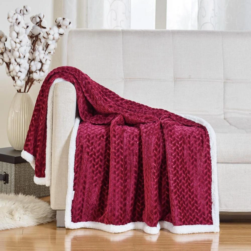 Soft Braided and Comfortable Plush All Season Sherpa 50" X 60" Throw Blanket