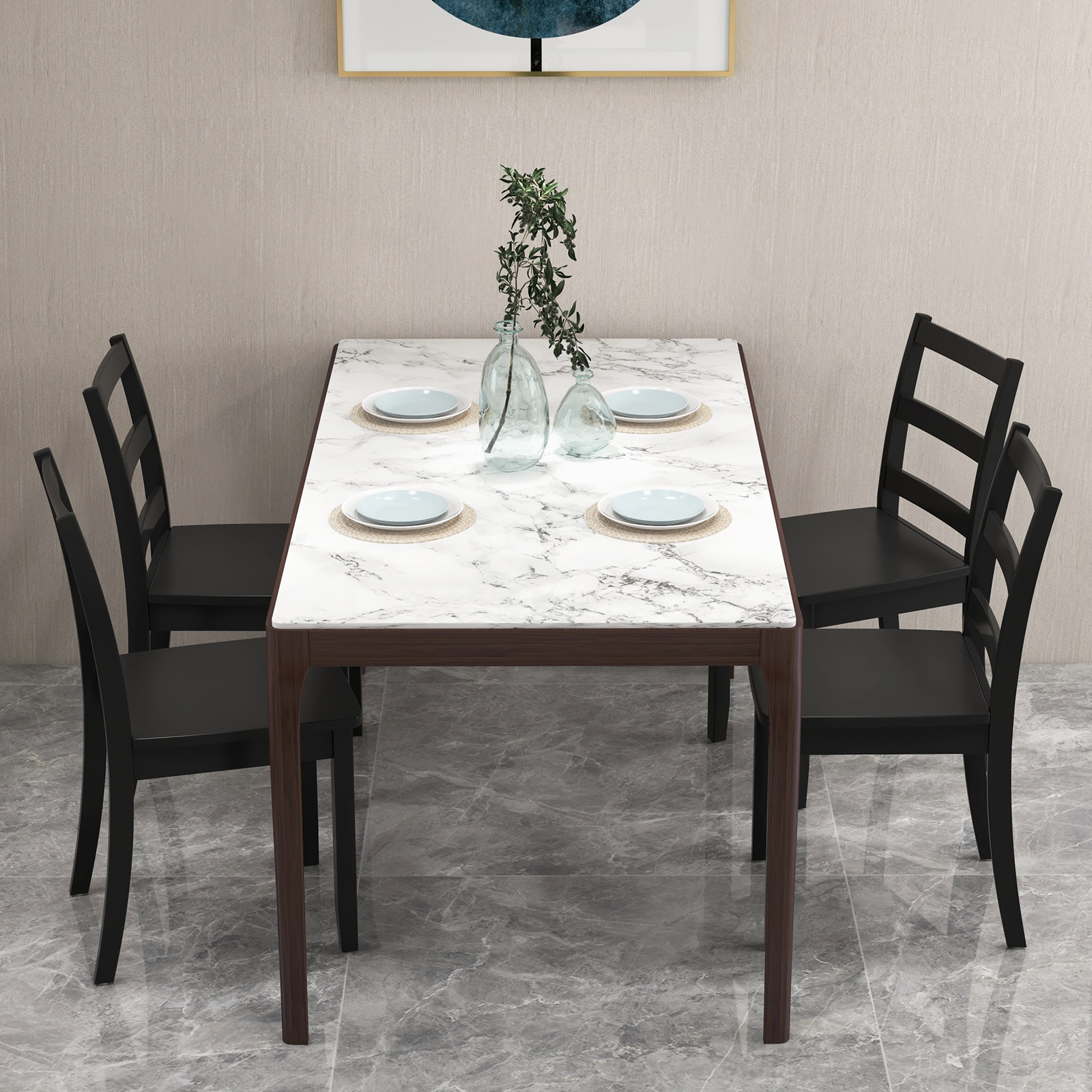 LJG Set of 2 Wood Dining Chairs with Solid Rubber Legs