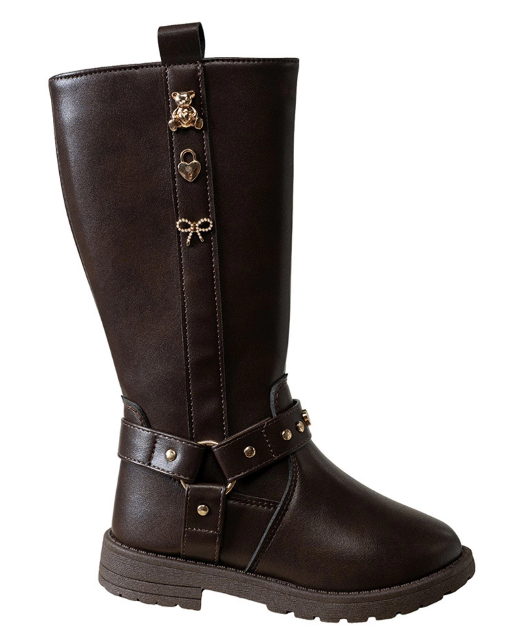 Bebe Girl's Rider Boot with Metallic Charms and Studs