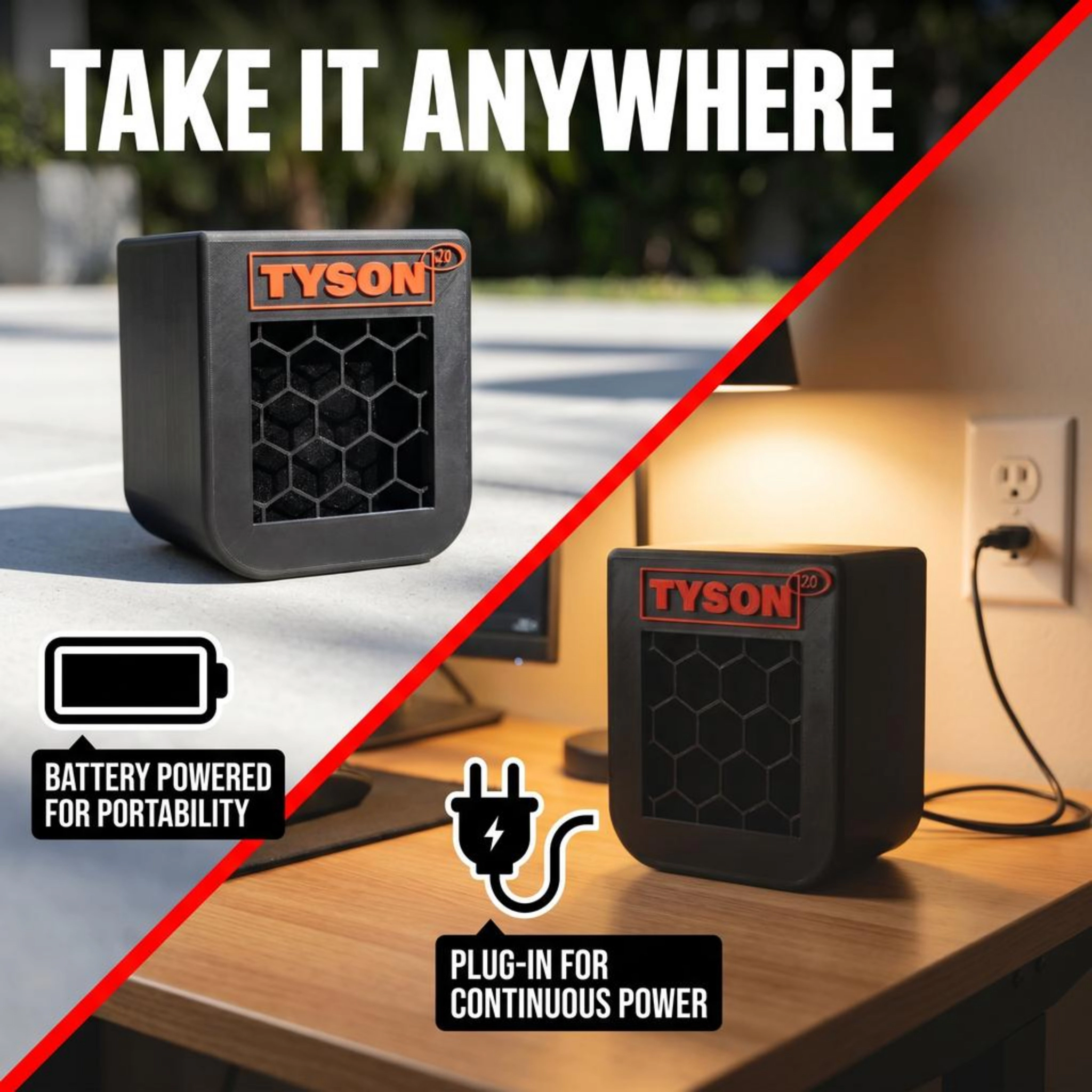 Mike Tyson 2.0 HotBox Portable Air Purifier, HEPA and Activated Carbon, Black