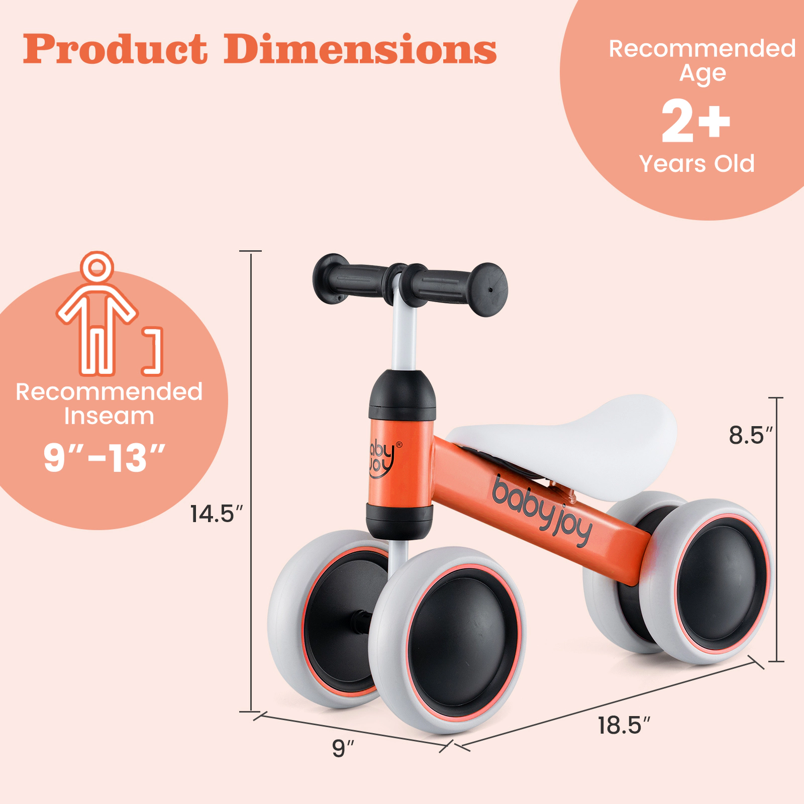 Hivvago 4 Wheels No-Pedal Baby Balance Bike