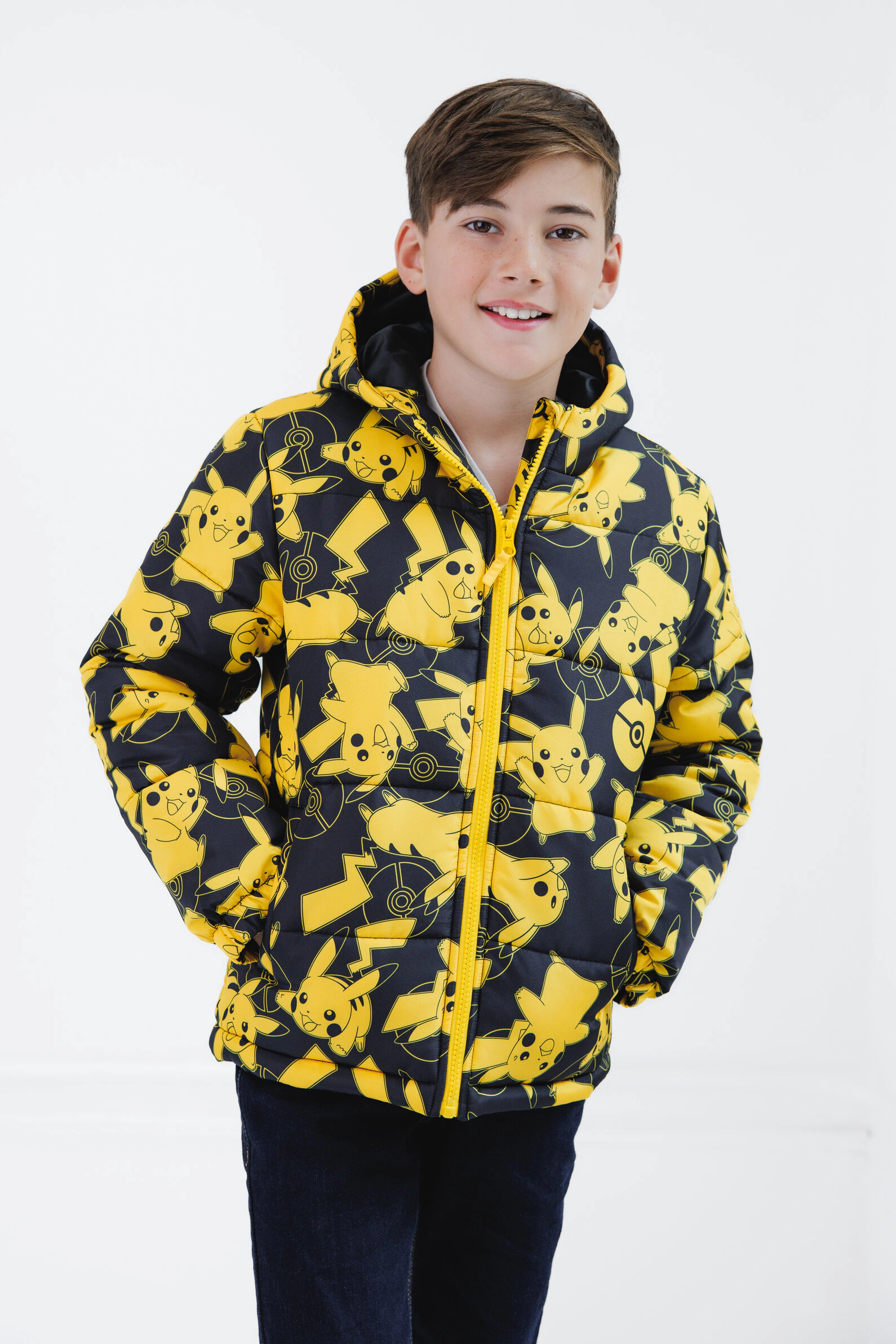 Pokemon Pikachu Boys' Hooded Puffer Coat