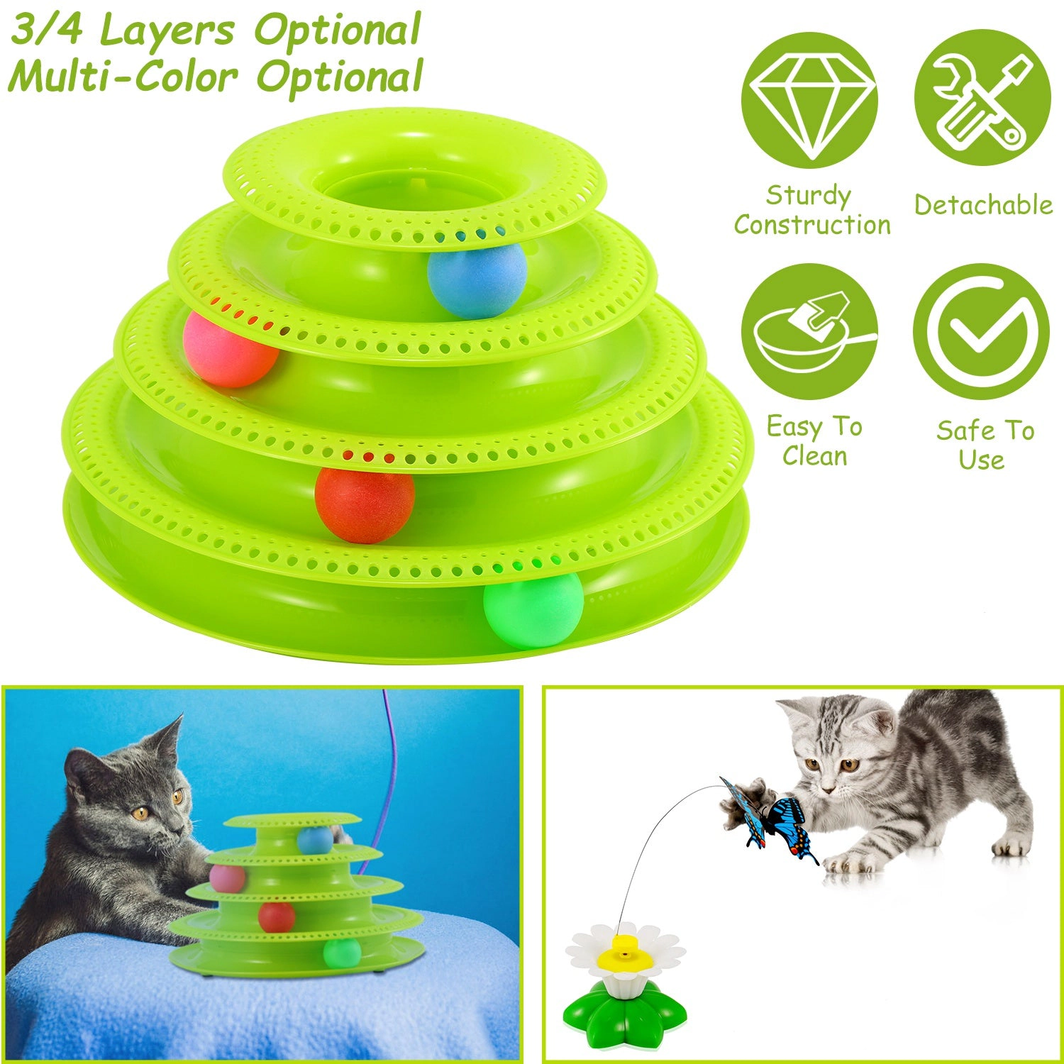 GBruno 4-Layer Interactive Cat Track Tower Toy