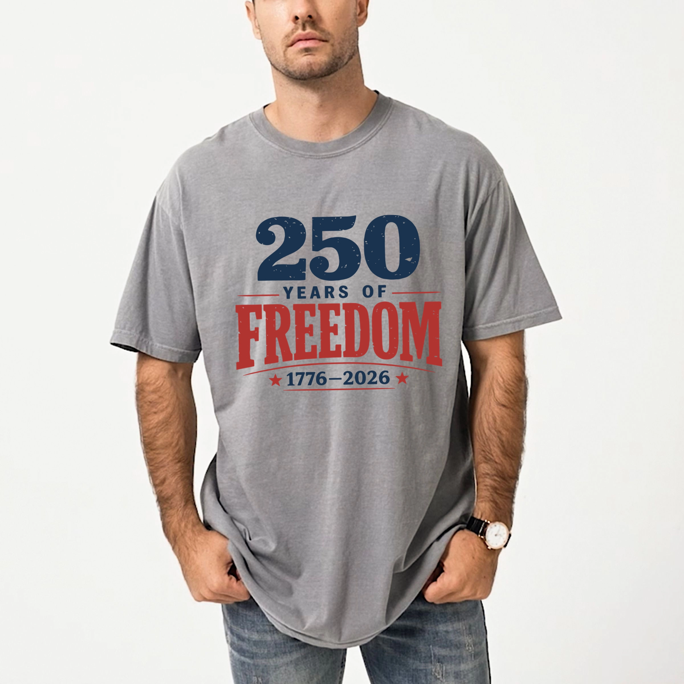 Simply Sage Market - 250 Years Of Freedom Block Men's Garment Dyed Graphic T-shirt