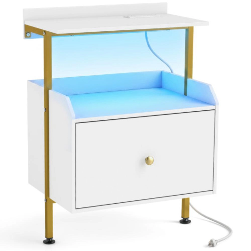 Hivvago Wall-Mounted Bedside Table with LED Lighting