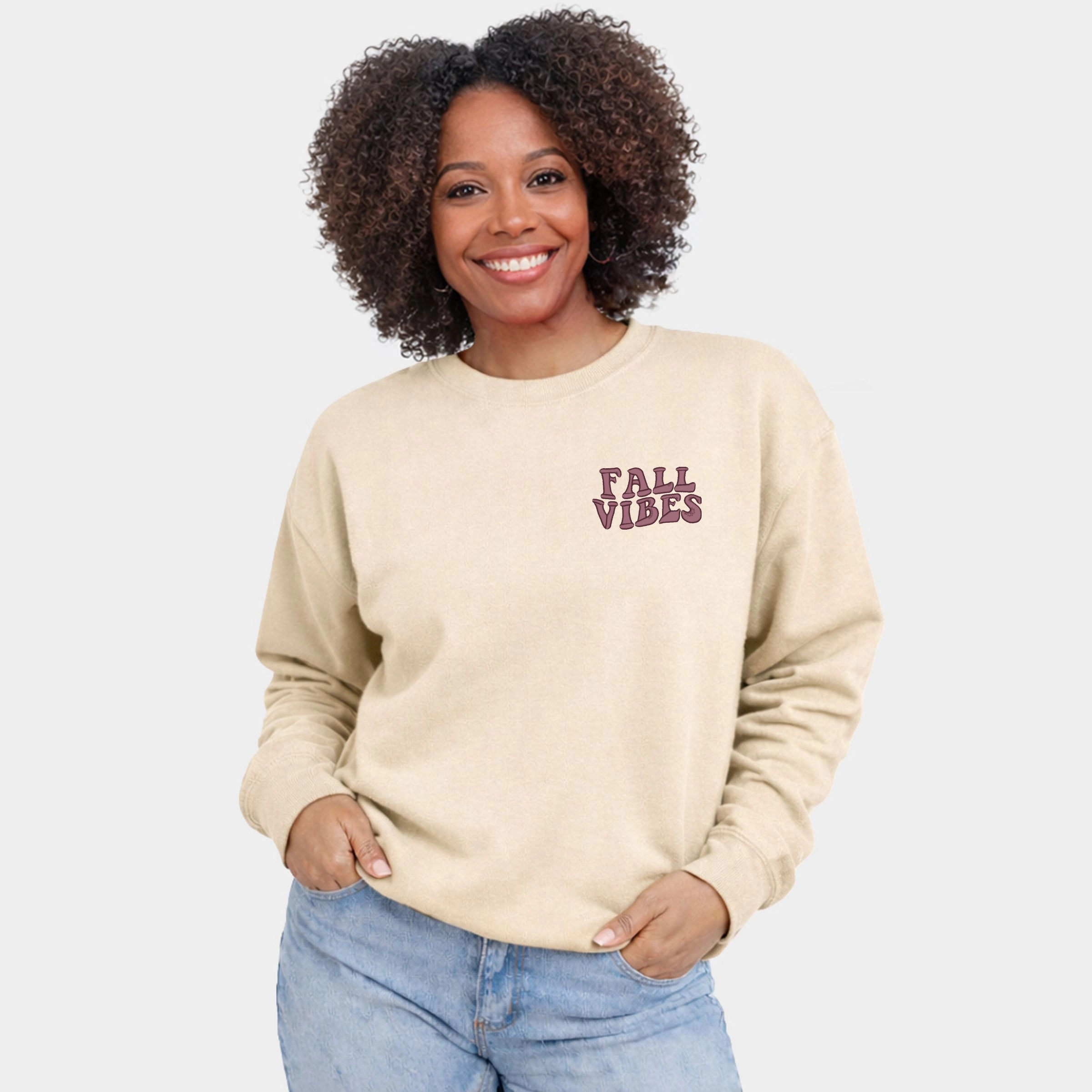 Simply Sage Market - Embroidered Fall Vibes Retro  Women's Graphic Sweatshirt
