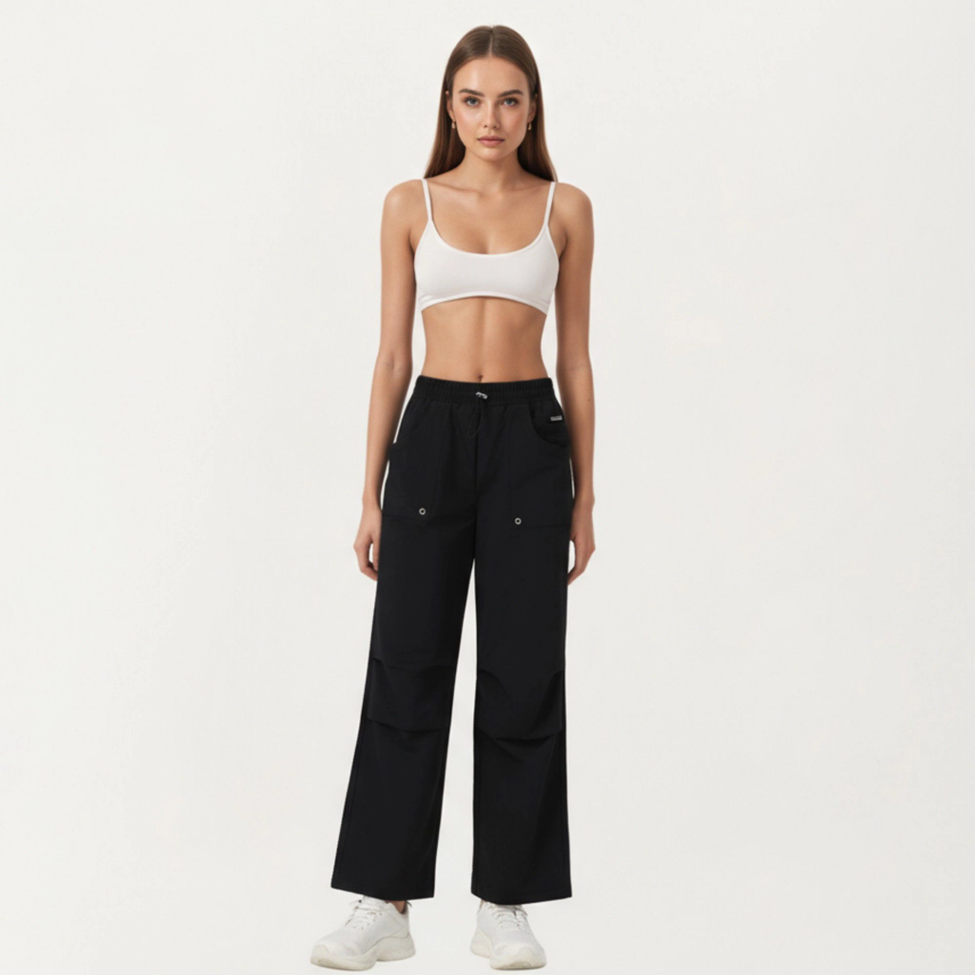 Anna-Kaci Women's High-Waist Wide-Leg Cargo Sweatpants with Adjustable Drawstring and Utility Pocket Design