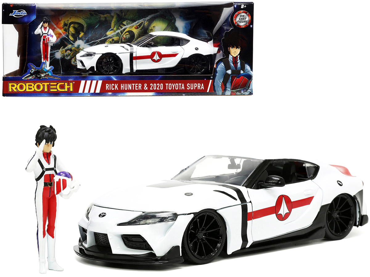 Jada 2020 Toyota Supra White and Rick Hunter Diecast Figurine "Robotech" "Hollywood Rides" Series 1/24 Diecast