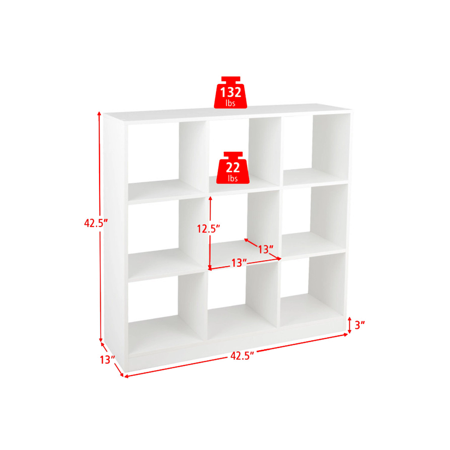 Hivvago Versatile 9-Cube Wooden Storage Bookcase with Dual Wall Anchors