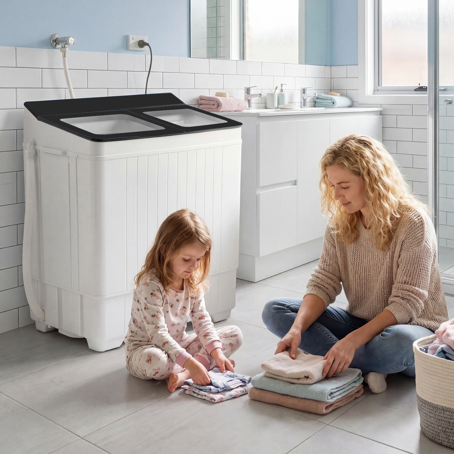 LJG Portable Washing Machine with 18 LBS Washer and 8 Spinner Combo