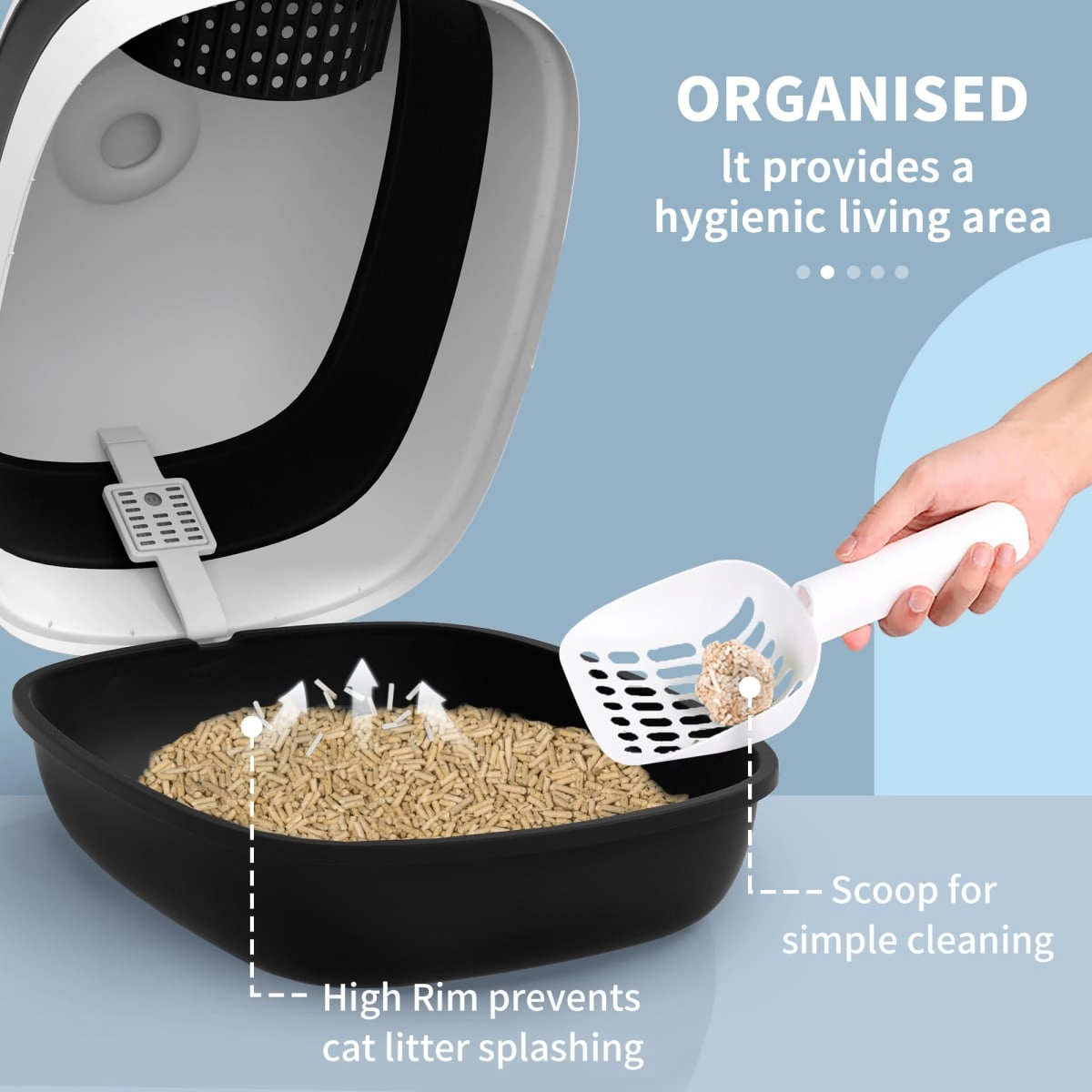 212 Main Paw Hut Cat Litter Box with Lid