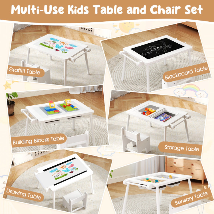 Hivvago Sensory Table And Chair Set For Kids 2-8 With Foldable Bins