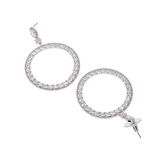 AGP PARIS Womens Dazzling Hoop Drop Earrings