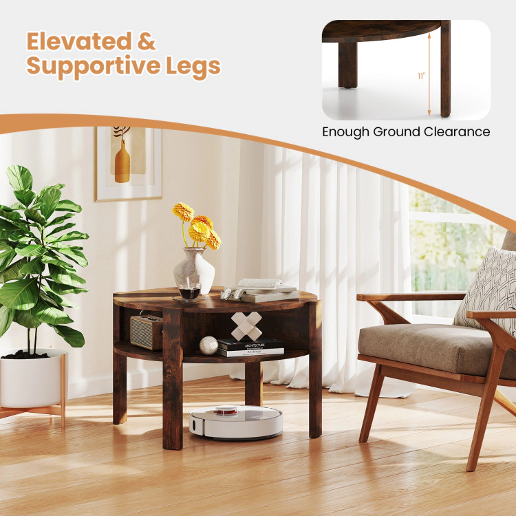 Hivvago Stylish 29.5-Inch Round Table with Functional Storage for Small Areas