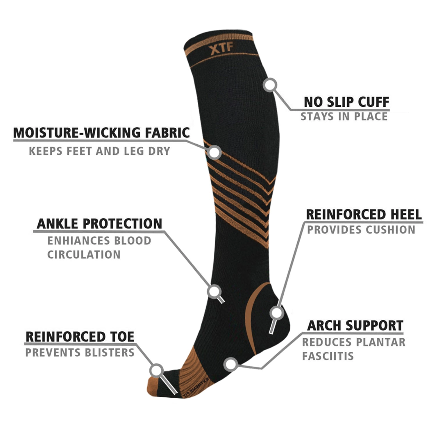 Extreme Fit Copper Compression Socks - Knee High For Running