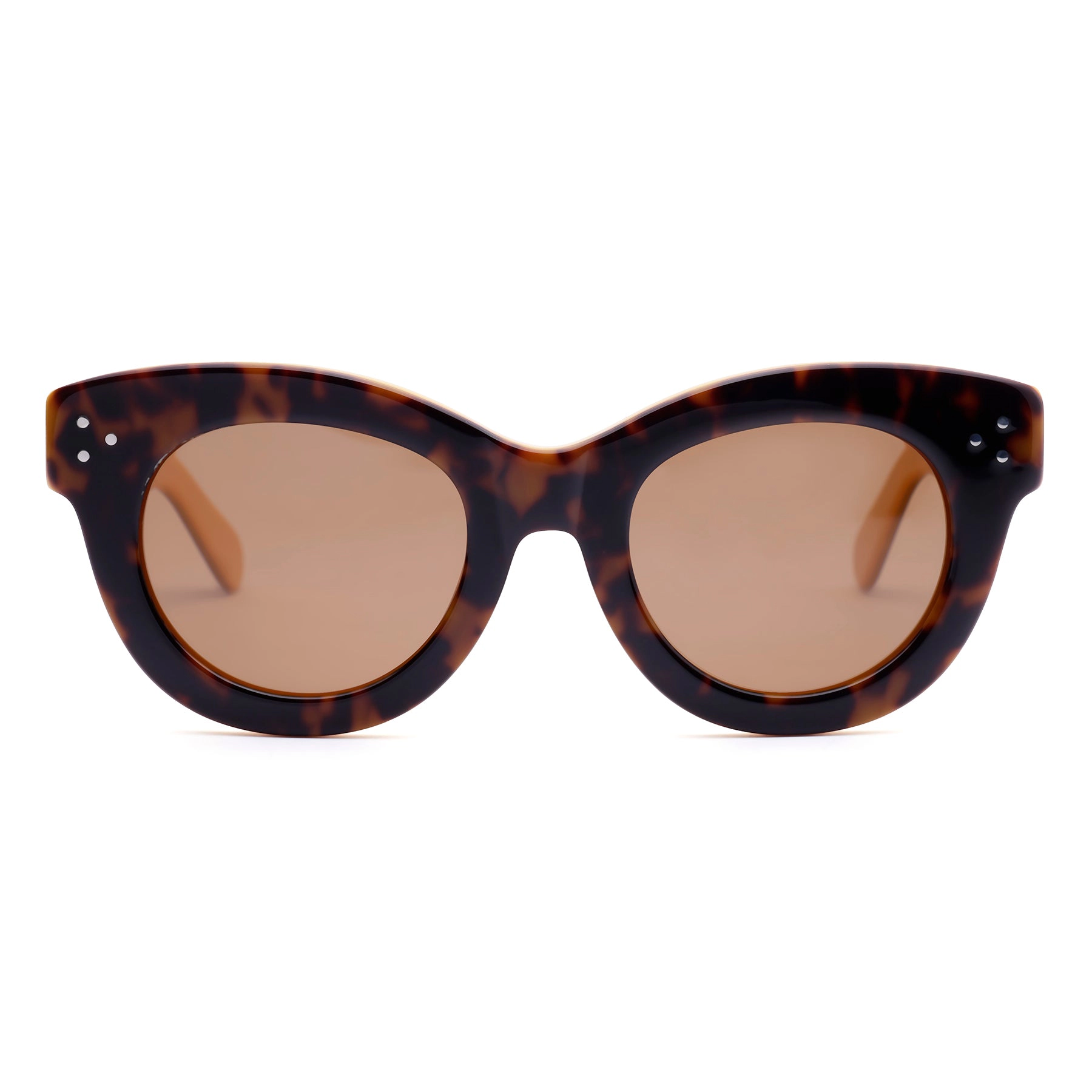 AGP PARIS Women's Retro Round Frame Acetate Polarized Lens UV400 Sunglasses