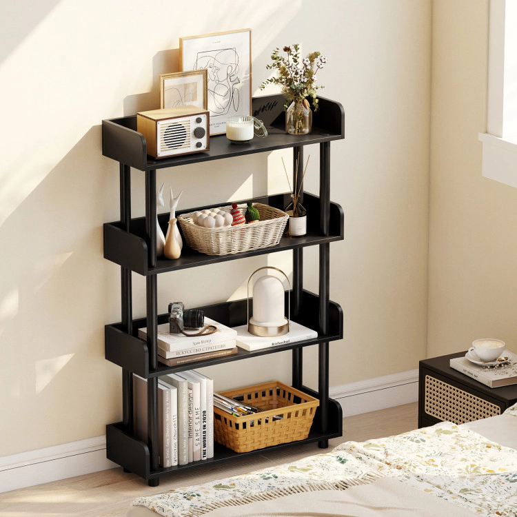 Hivvago 4-Tier Bookshelf Open Bookcase with Anti-Tipping Kit Industrial Storage Unit