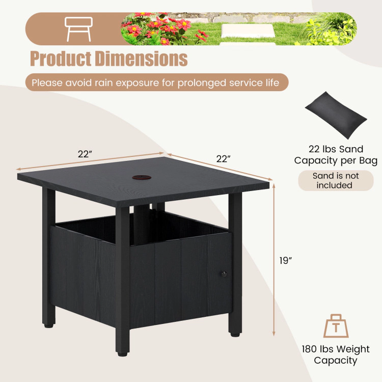 Hivvago Outdoor Side Table With 1.89" Umbrella Hole Patio Umbrella Table Base Stand