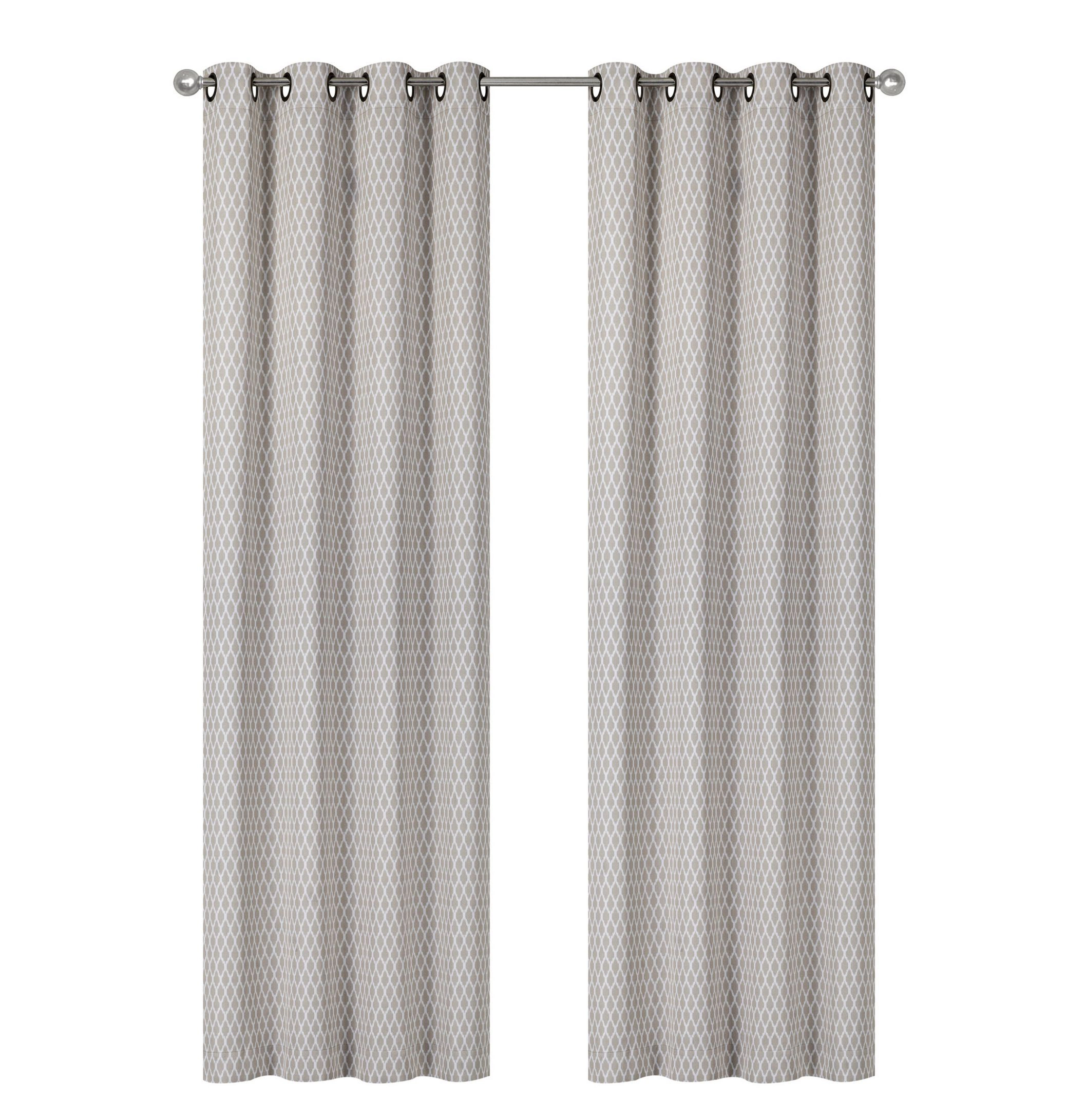 Kate Aurora 2 Pack Amari Contemporary Lattice Light Filtering Grommet Top Window Curtain Panels