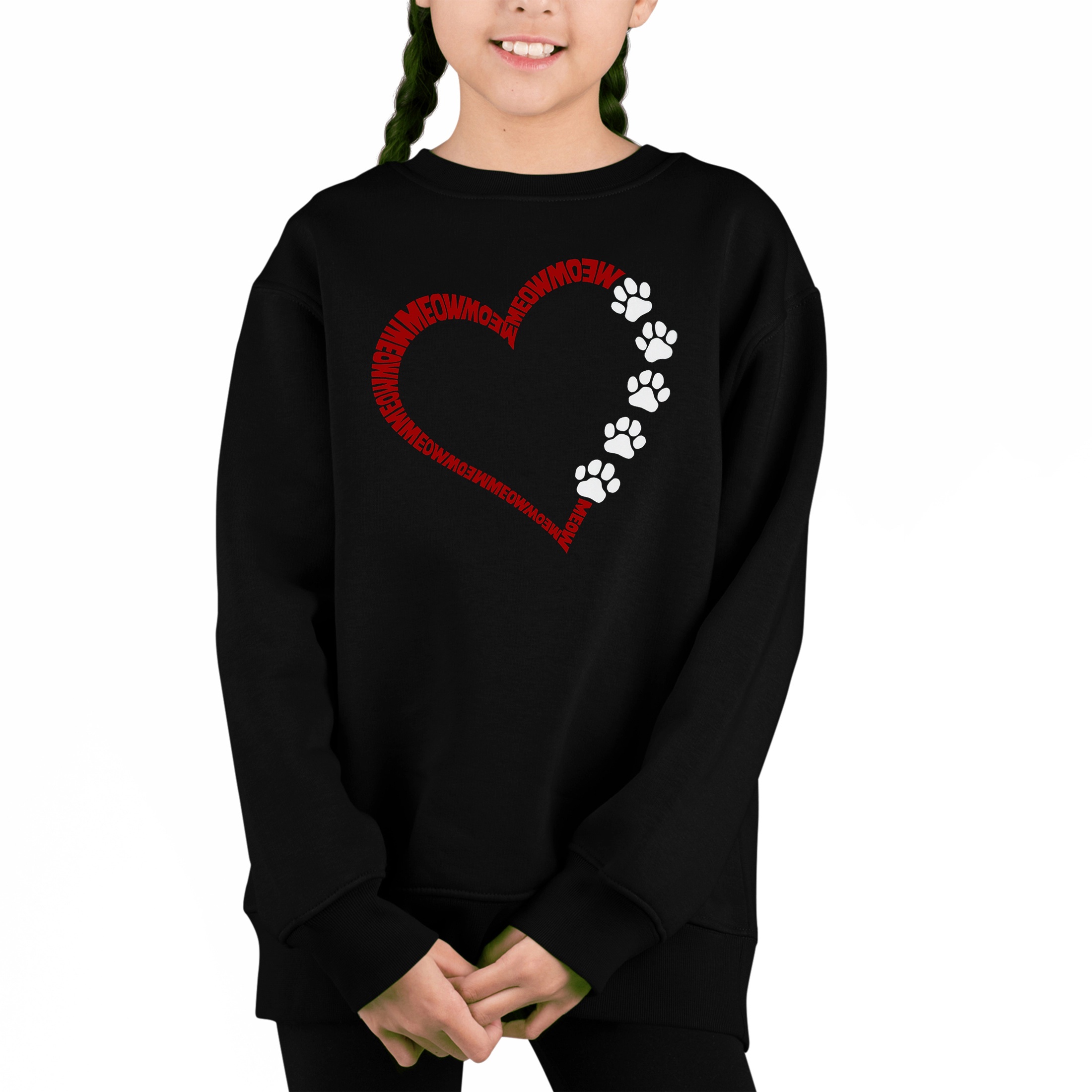 LA Pop Art Girl's Word Sweatshirt - Meow Heart