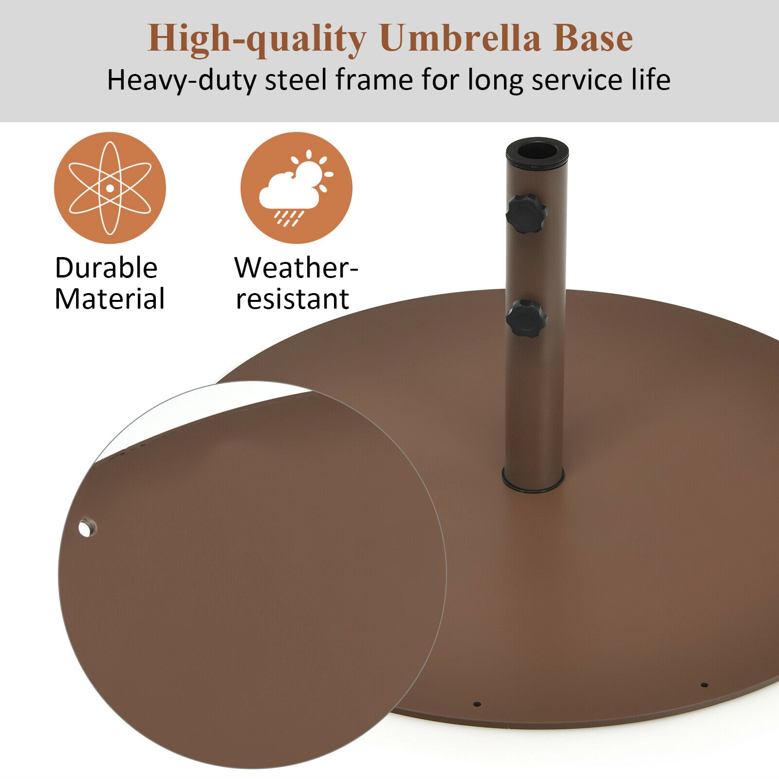 Hivvago 29.5 Inch Outdoor Steel Umbrella Base Stand For Backyard And Poolside