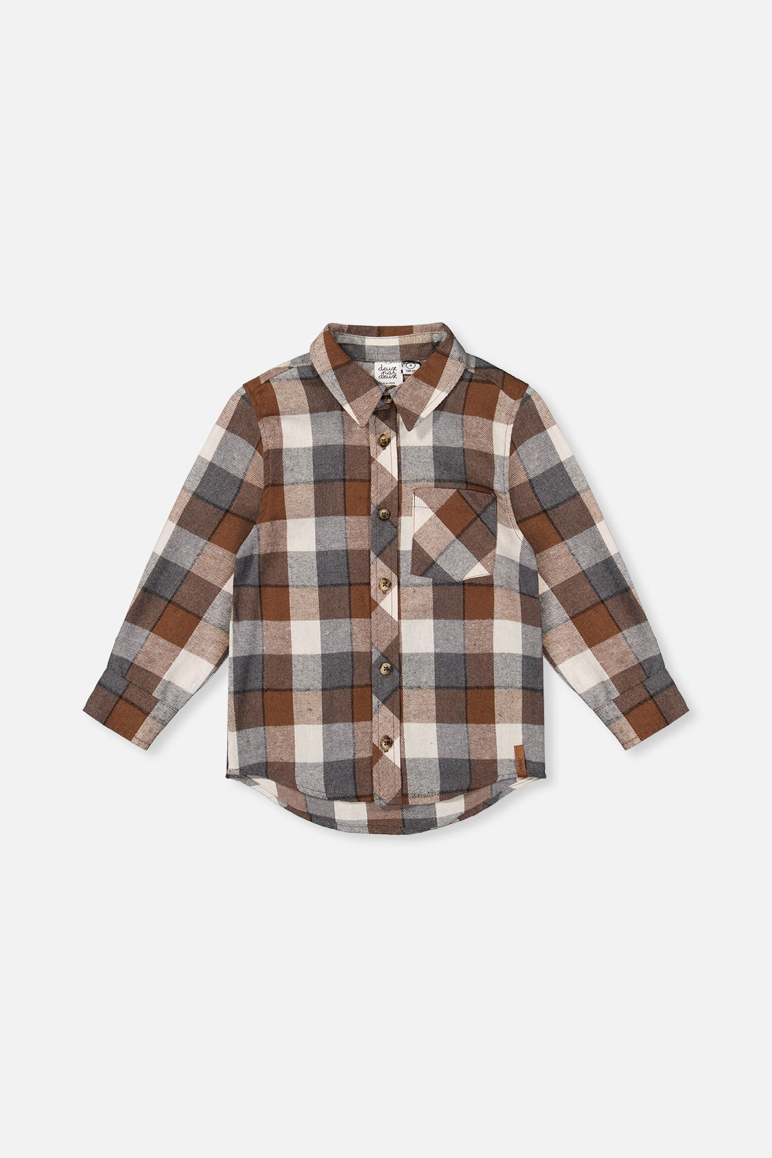 Deux par Boys Button Front Plaid Flannel Shirt with Chest Pocket