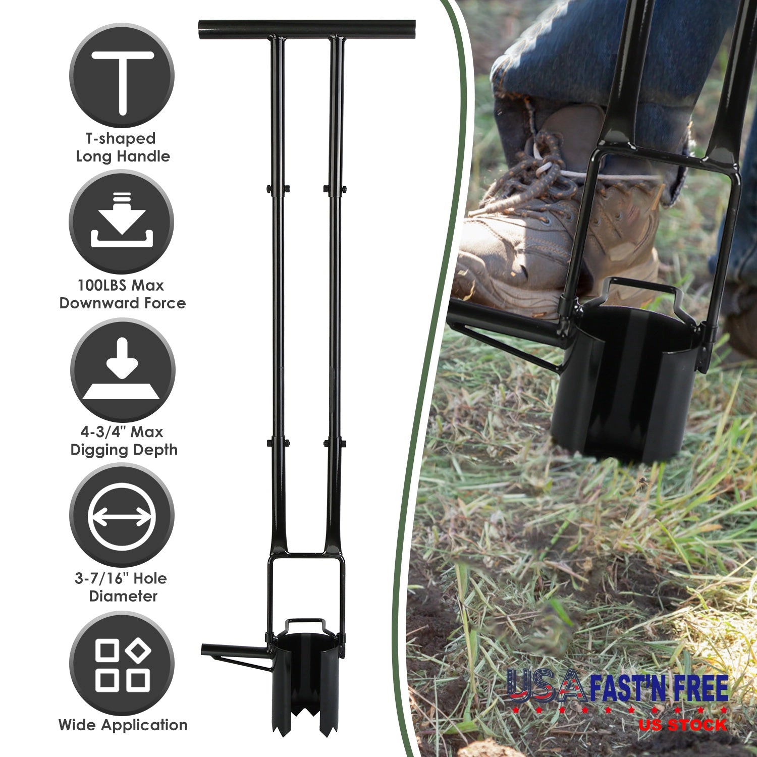 GBruno 5-in-1 Long Handle Bulb Planter Tool