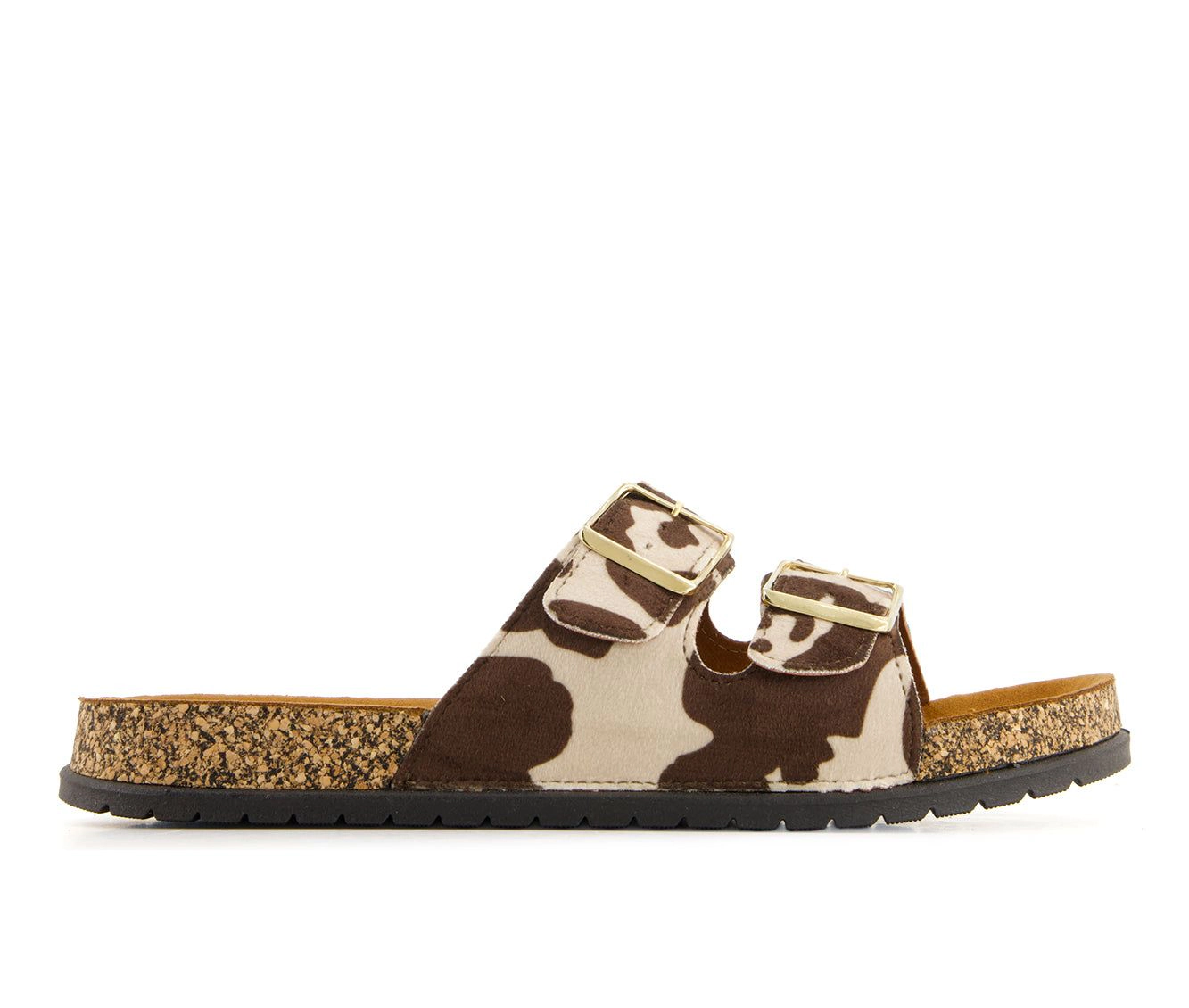 Andrea Womens Cowhide Print Footbed Sandals