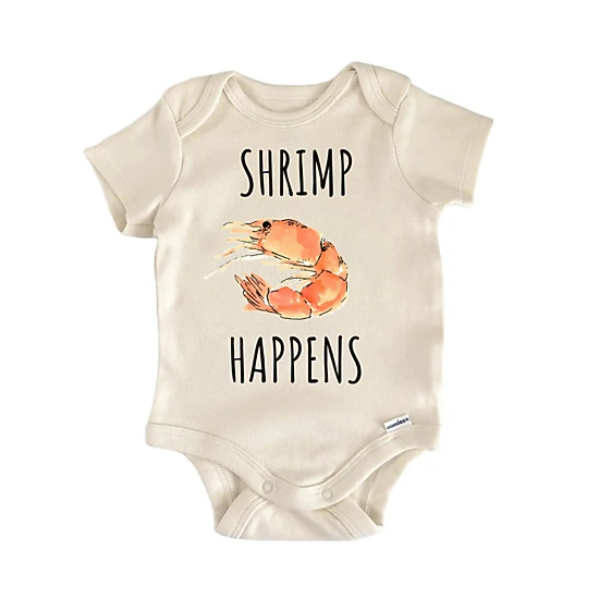 NOFO VIBES Unisex Shrimp Happens Seafood Newborn Gift Baby Bodysuit