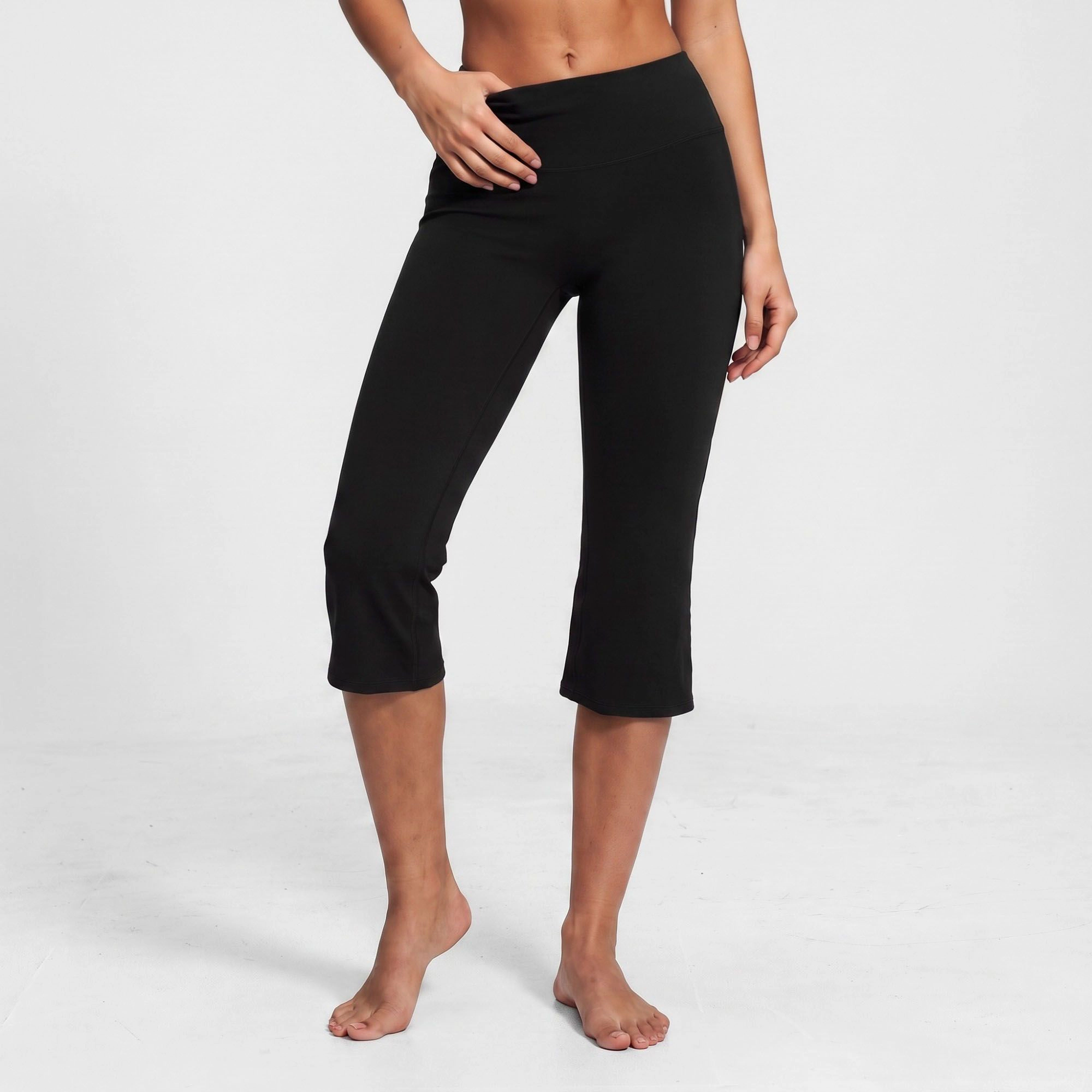 Anna-Kaci Women's High-Waist Cropped Flare Yoga Pants Fitted Capri Workout Leggings
