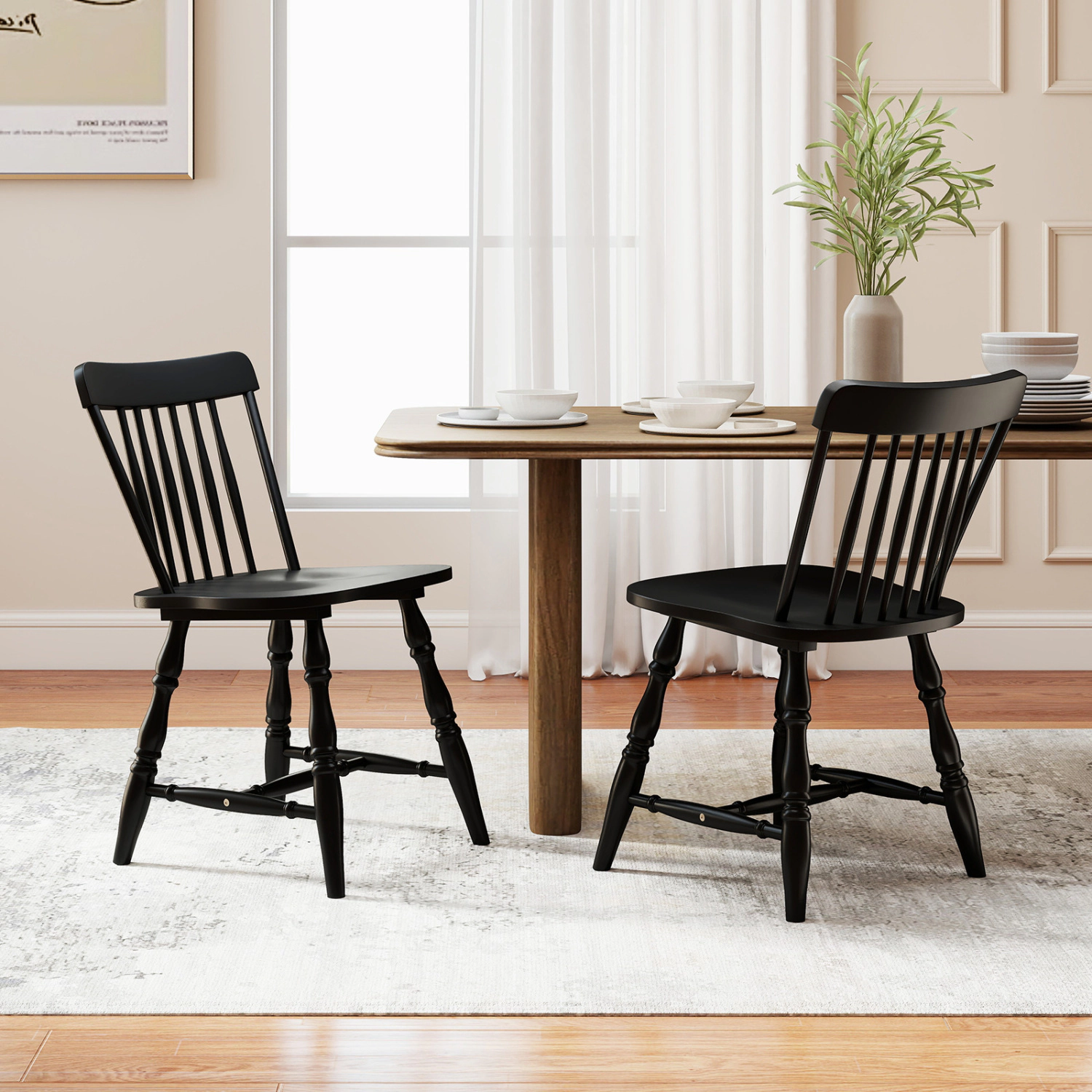 LJG Windsor Dining Chairs Set of 4 with Curved Spindle