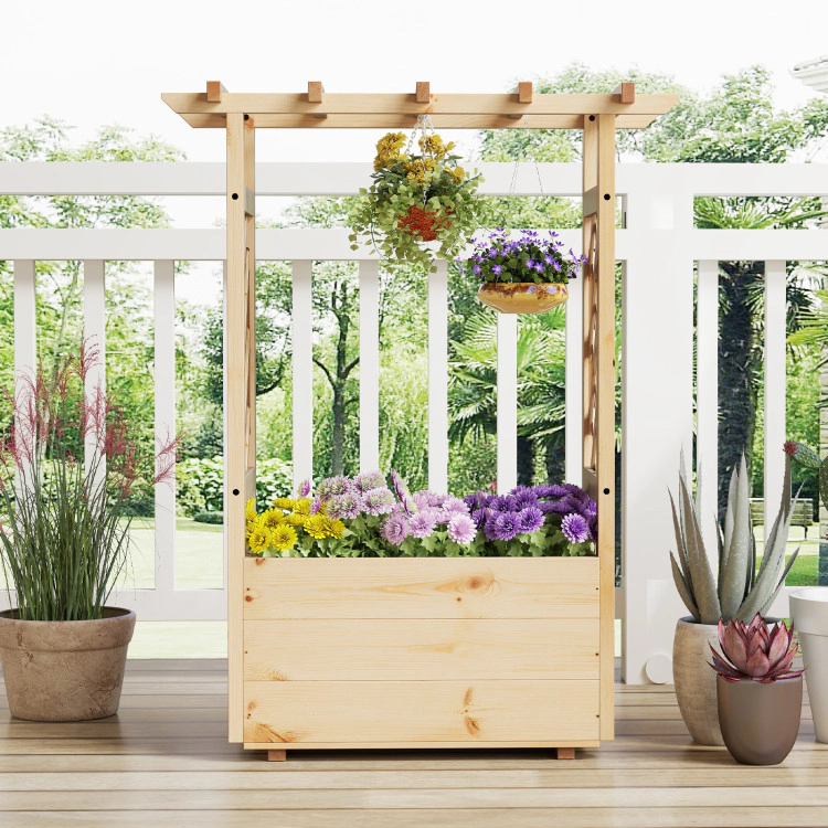 Hivvago Raised Garden Bed Wooden Elevated Planter Box with Hanging Roof - Small