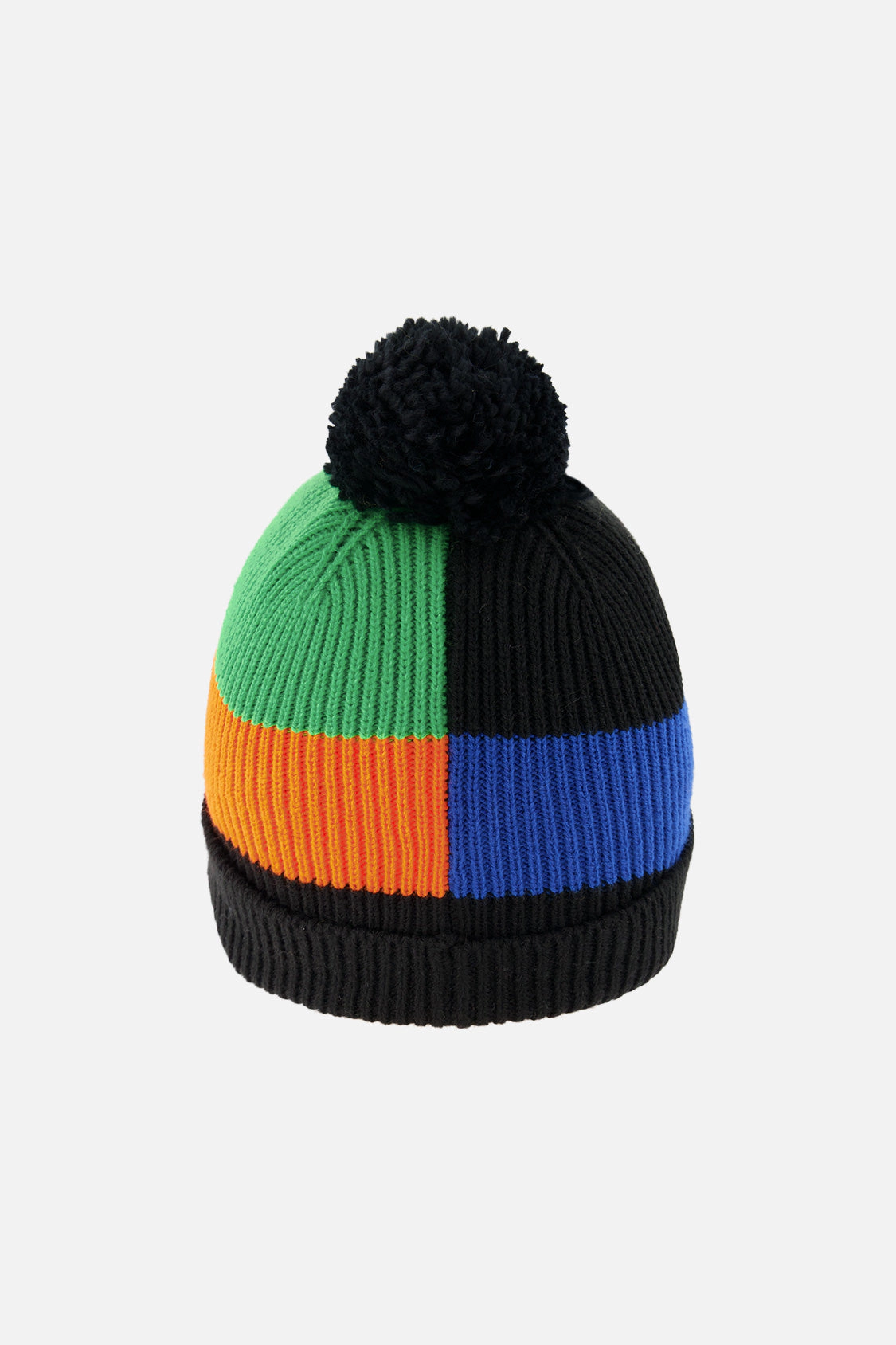 Deux par Boys Winter Knit Hat with Pompom and Color Block Tiles