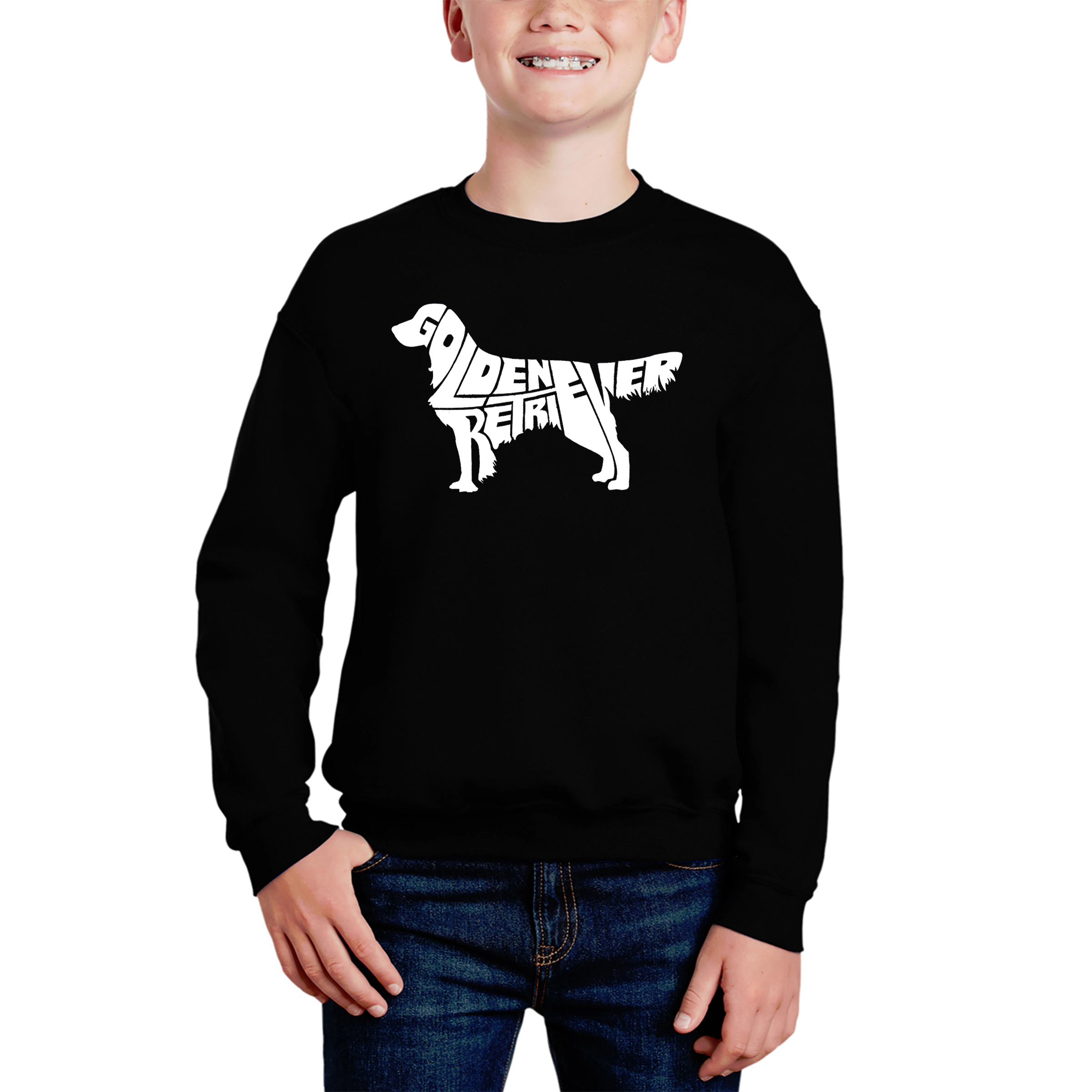 LA Pop Art Boy's Word Sweatshirt - Golden Retreiver