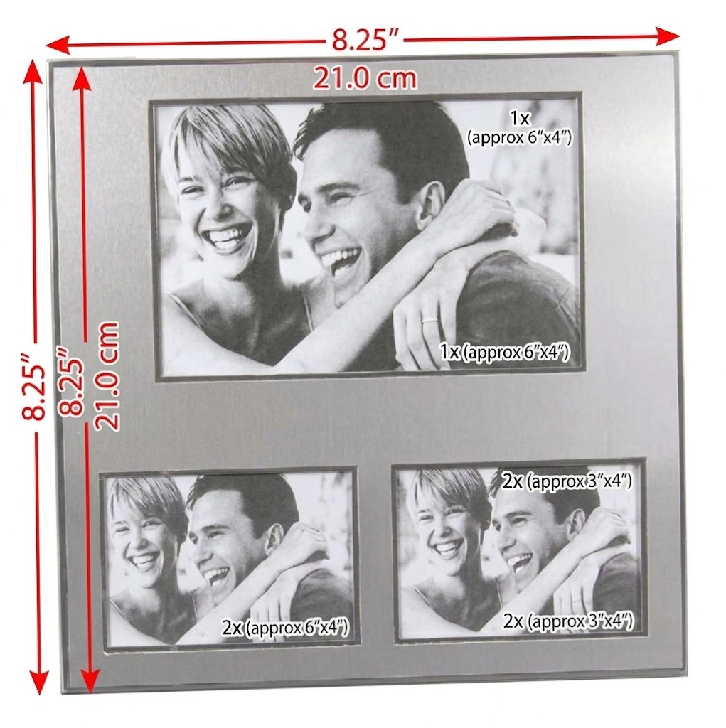 Jiallo Silver 3-Opening Square Collage Photo Frame, 8.25x8.25 Inch