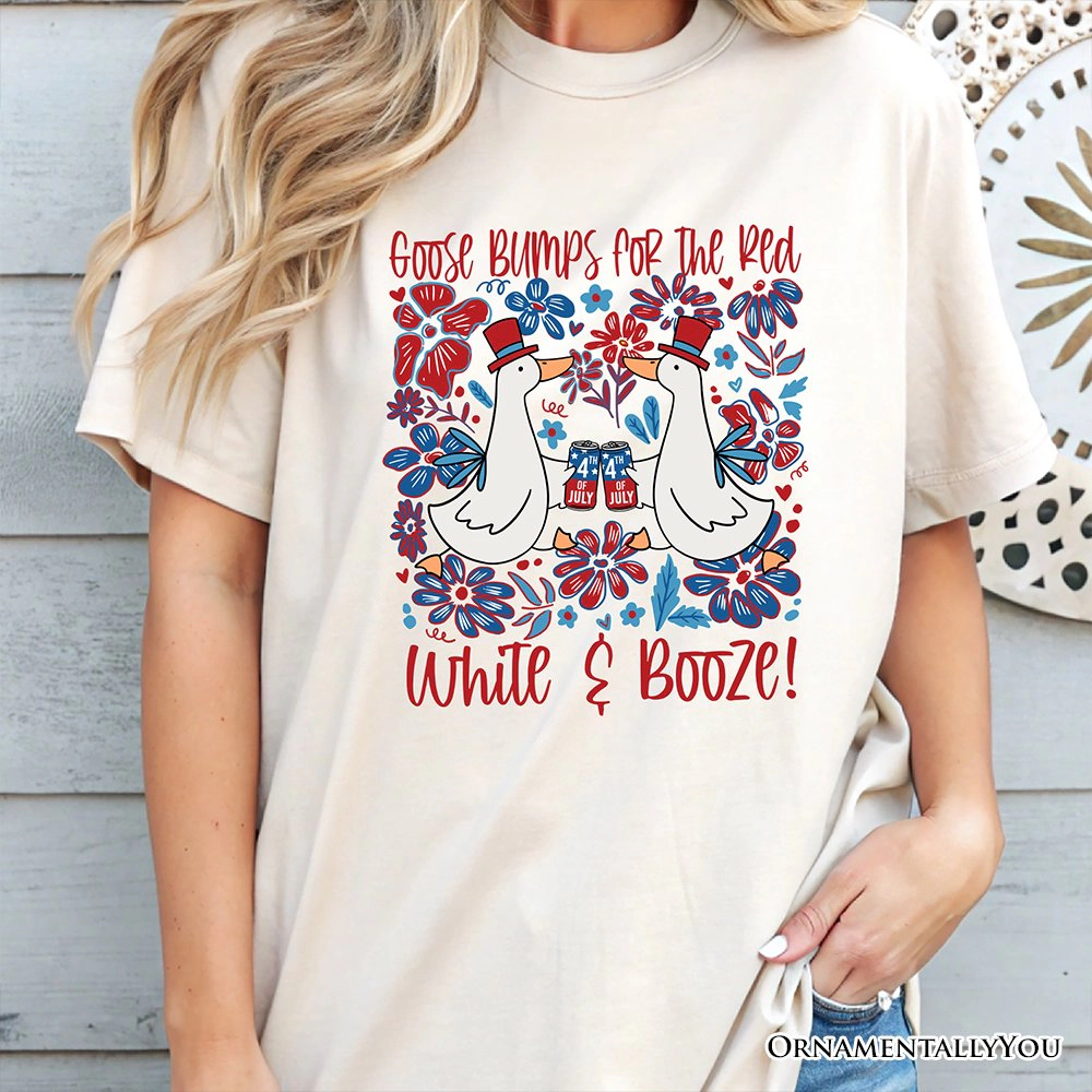 OrnamentallyYou Womens Goose Bumps For The Red White & Booze 4th Of July T-Shirt