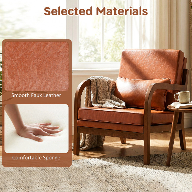 Hivvago Modern Accent Chair Faux Leather Linen Fabric Upholstered Armchair