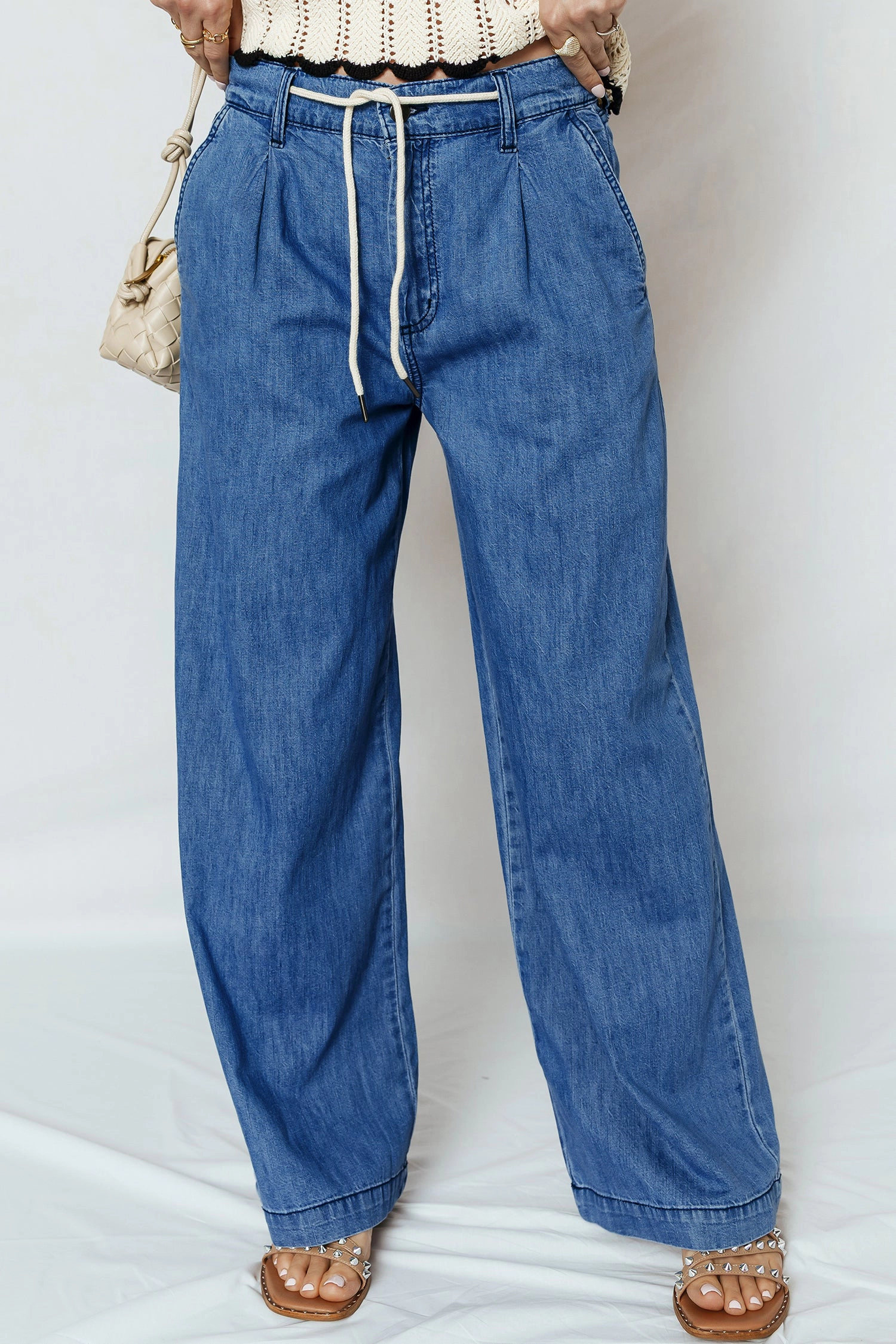 Threaded Pear Womens Oakleigh Wide Leg Jeans - Dusk Blue