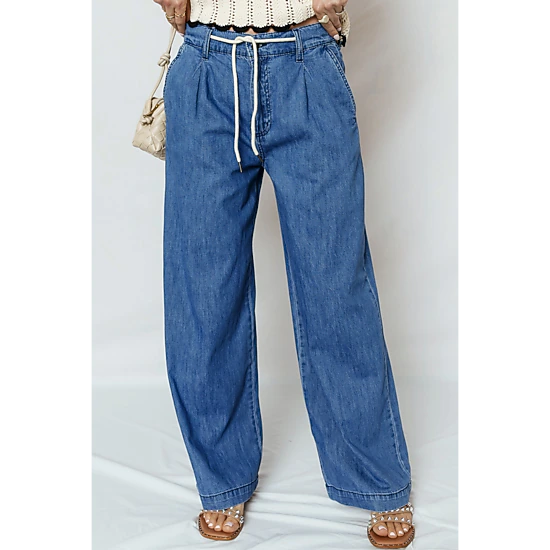 Threaded Pear Womens Oakleigh Wide Leg Jeans - Dusk Blue