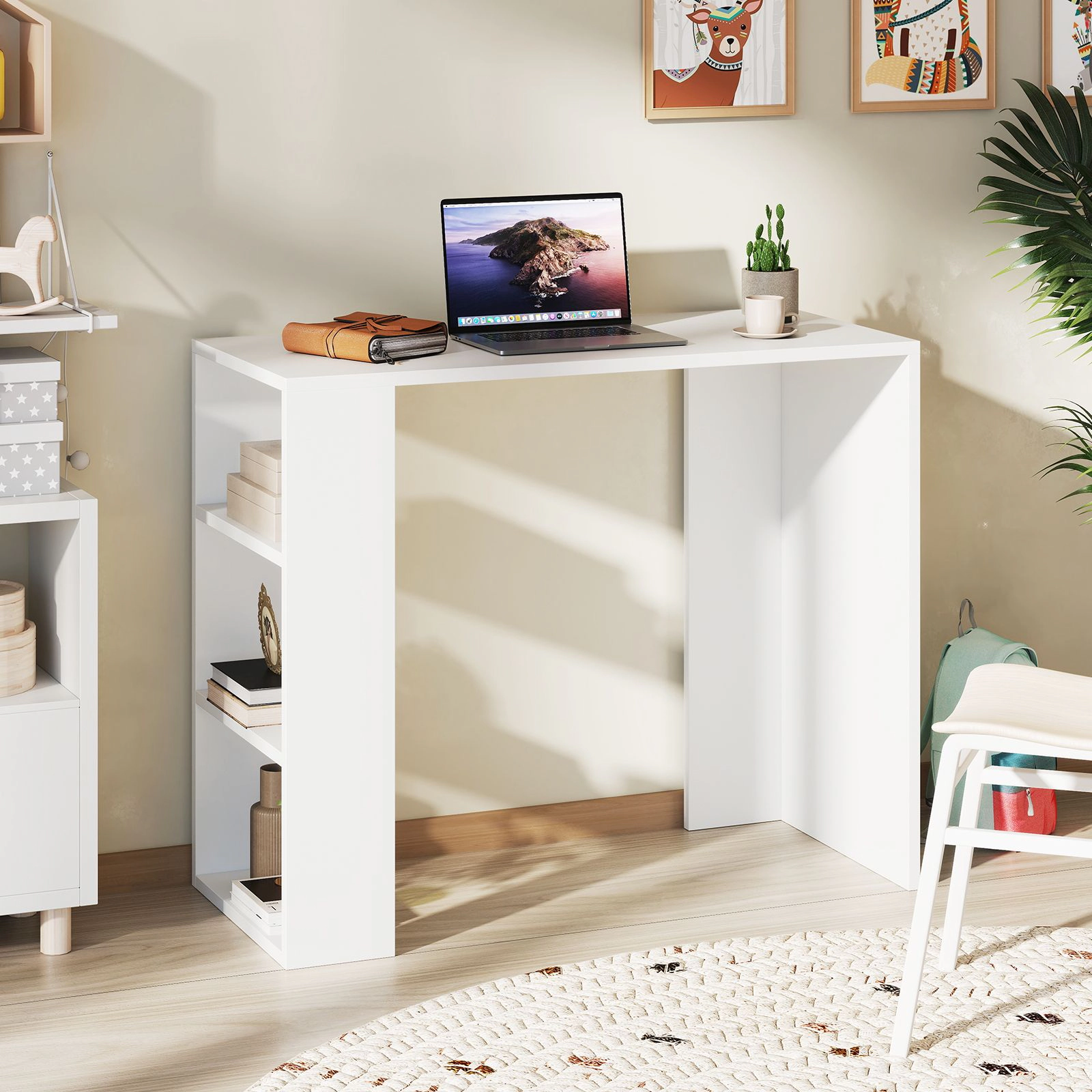 SlickBlue 36 Inch Compact Computer Desk with 3 Storage Shelves